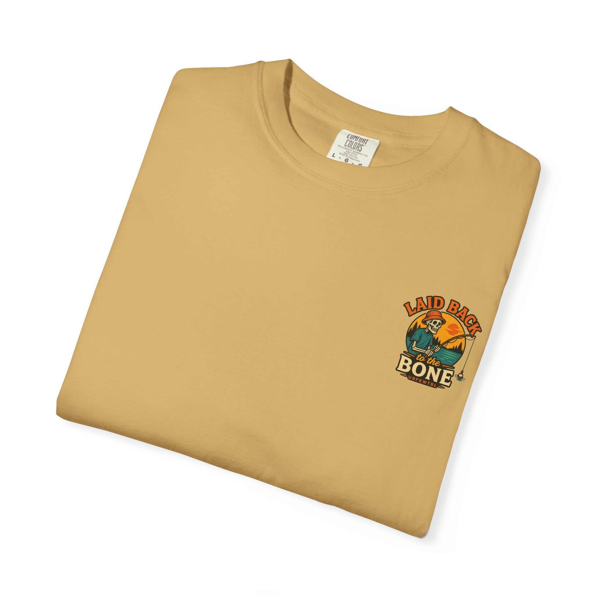 Couldn't Care Less T-Shirt — Retro Skeleton Fishing Graphic Tee