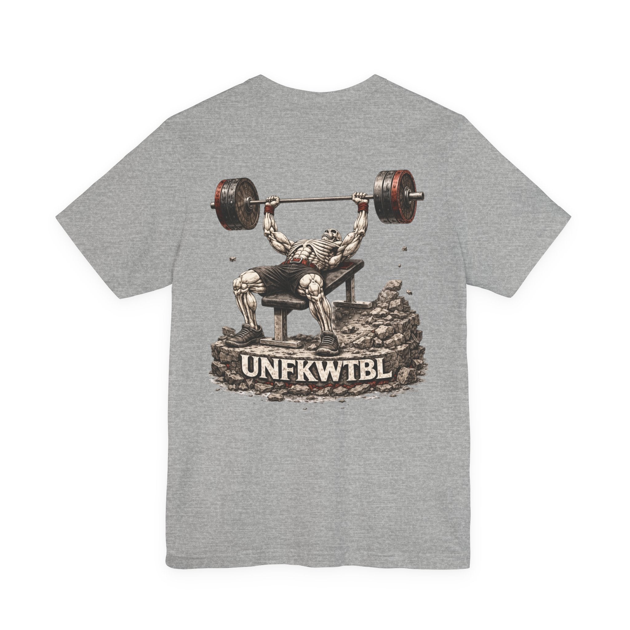Weightlifting Tee — Vintage Bench Press Skull Design (UNFKWTBL)