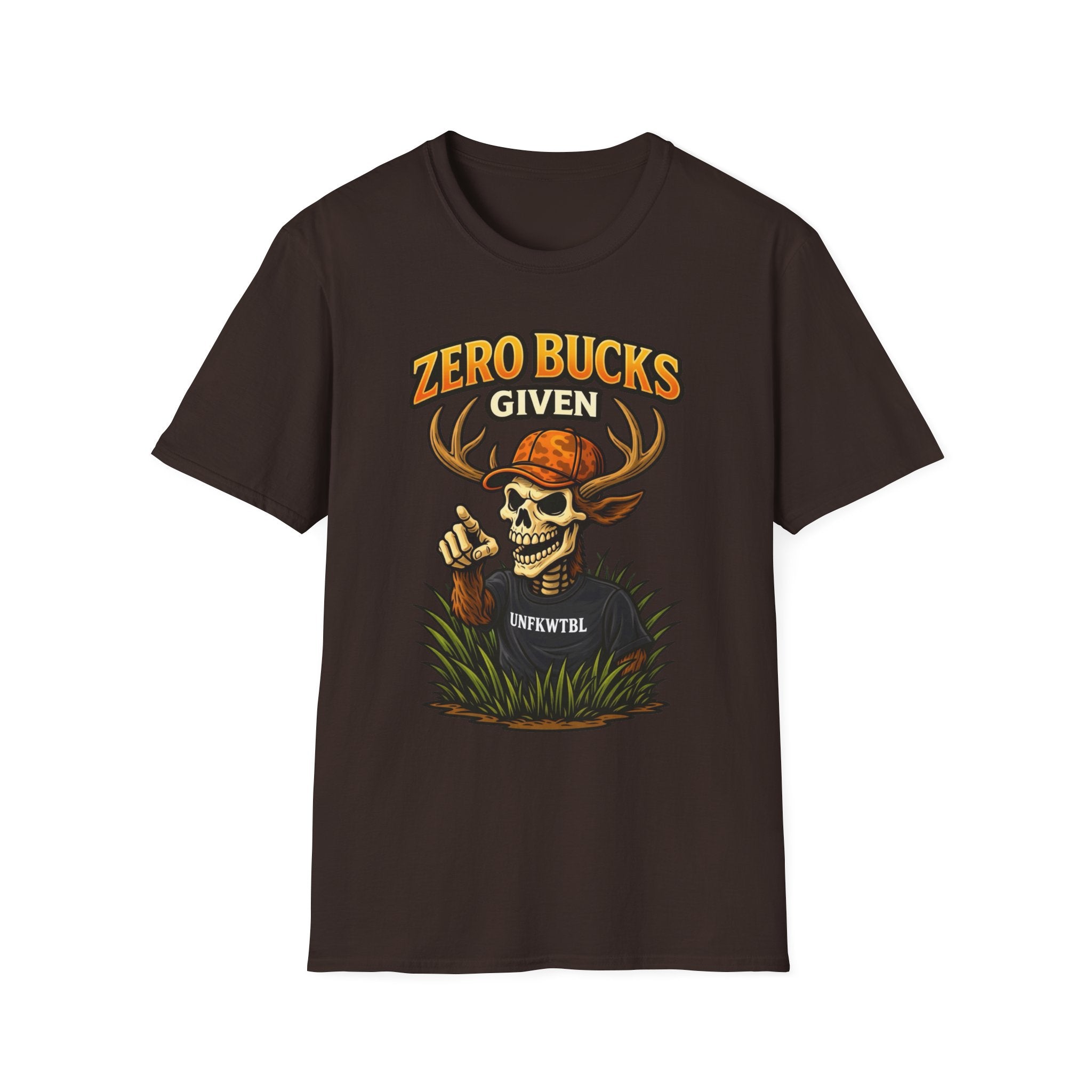 Zero Bucks Given Deer Skull T-Shirt — Funny Hunting Skull Tee