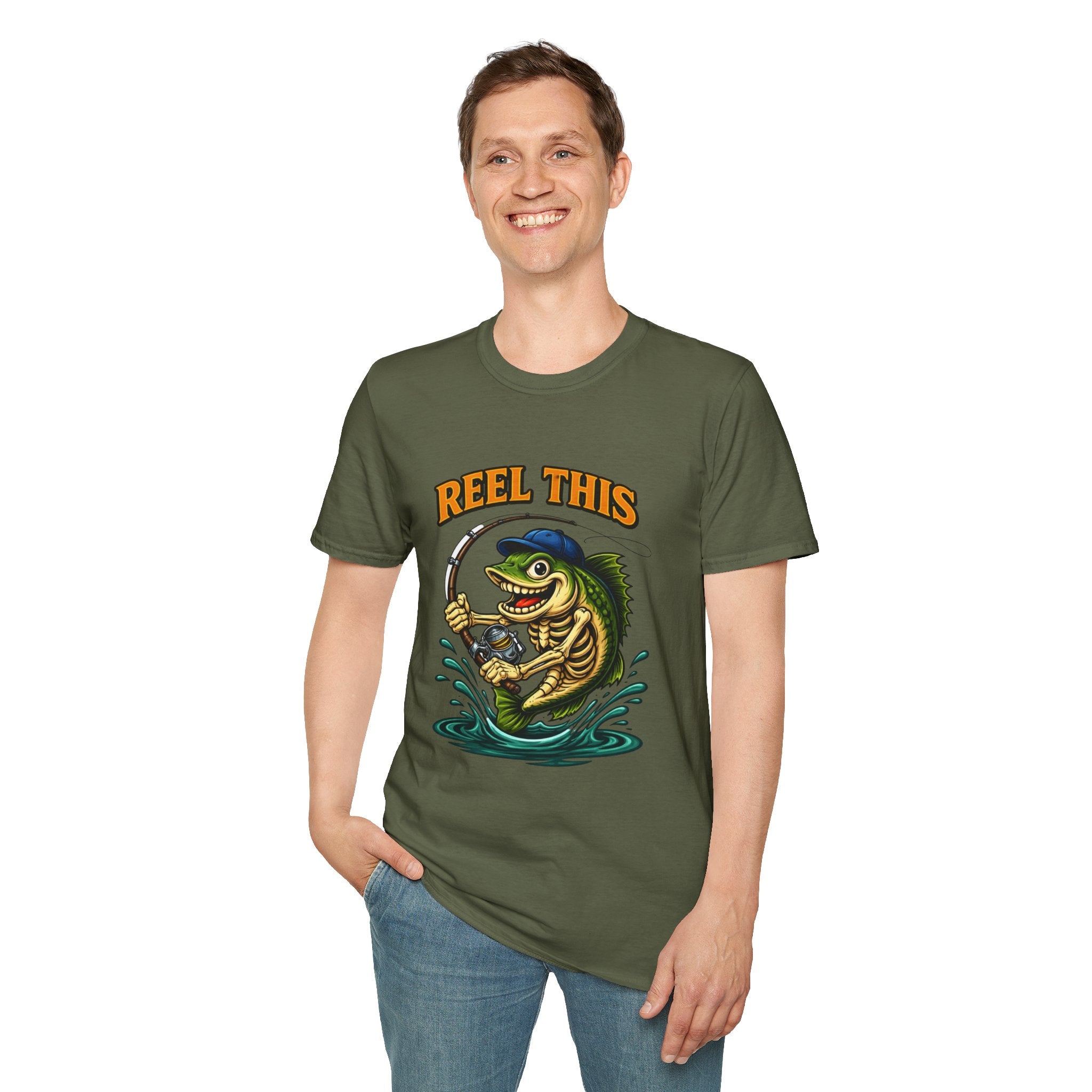 Fishing T-Shirt — "Reel This" Funny Bass Graphic Tee for Anglers