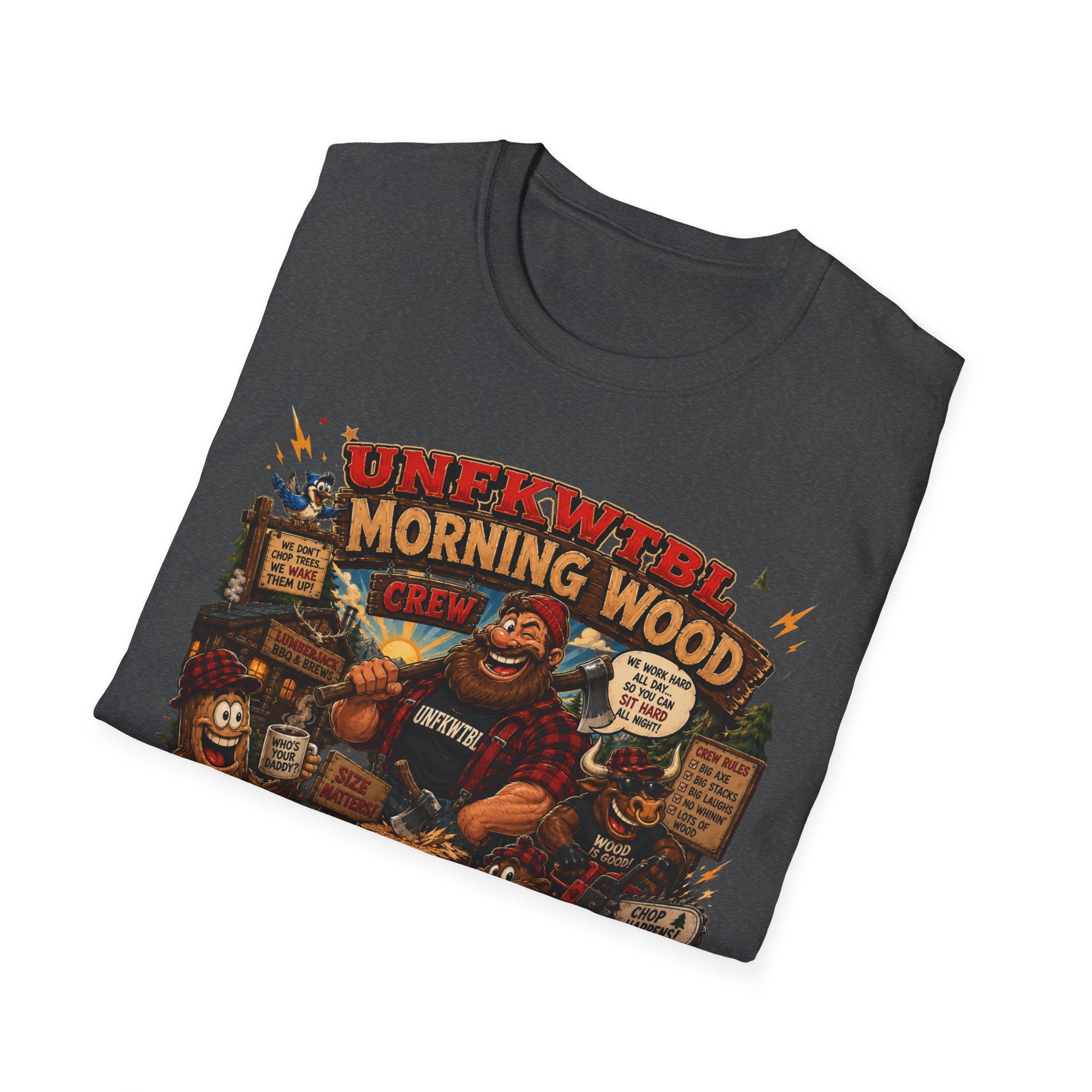 Morning Wood Crew T-Shirt — Funny Lumberjack Graphic Tee