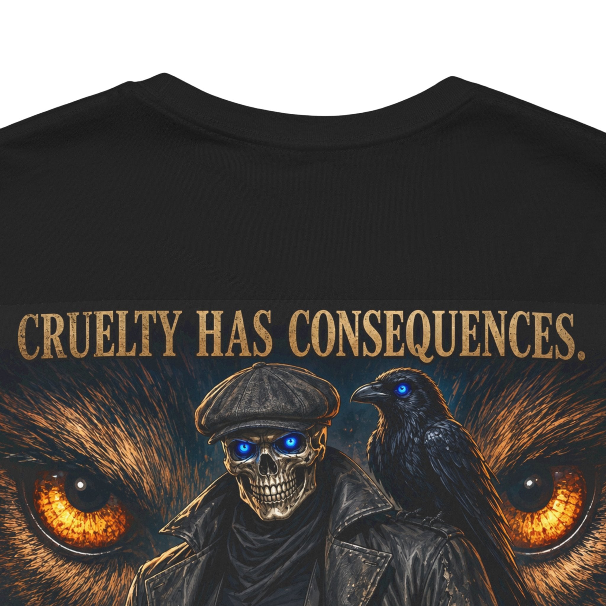 Skull & Wolf T-Shirt — "Cruelty Has Consequences" Gothic Animal Rights Tee