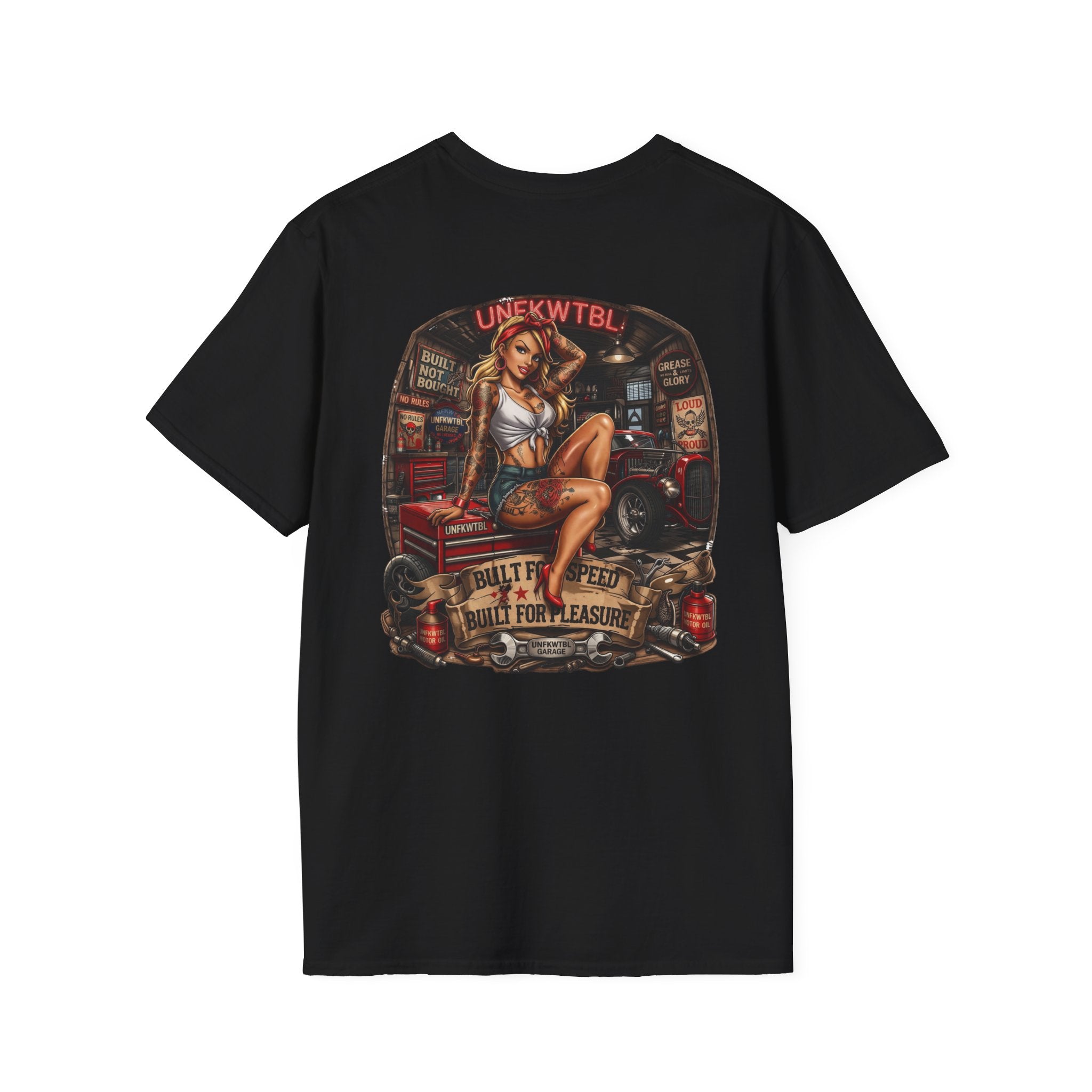 Pin-Up Garage T-Shirt — "Built For Speed, Not For Pleasure" Vintage Motorcycle Tee