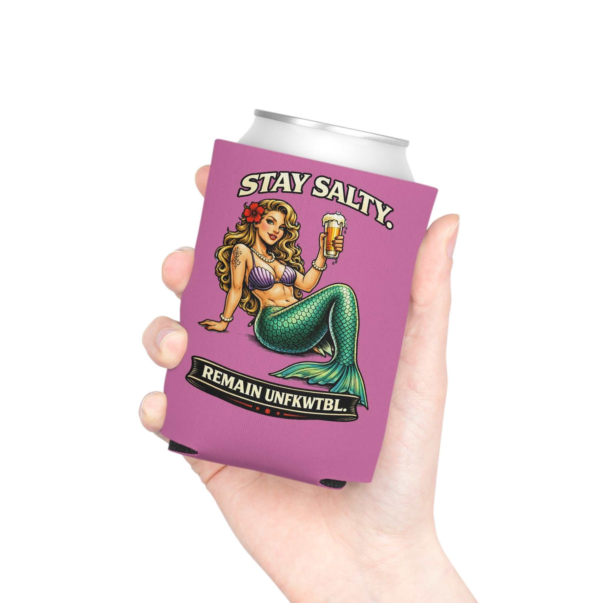 Can Cooler — "Stay Salty / Stay Cold" Mermaids & Skeleton Beer Koozie
