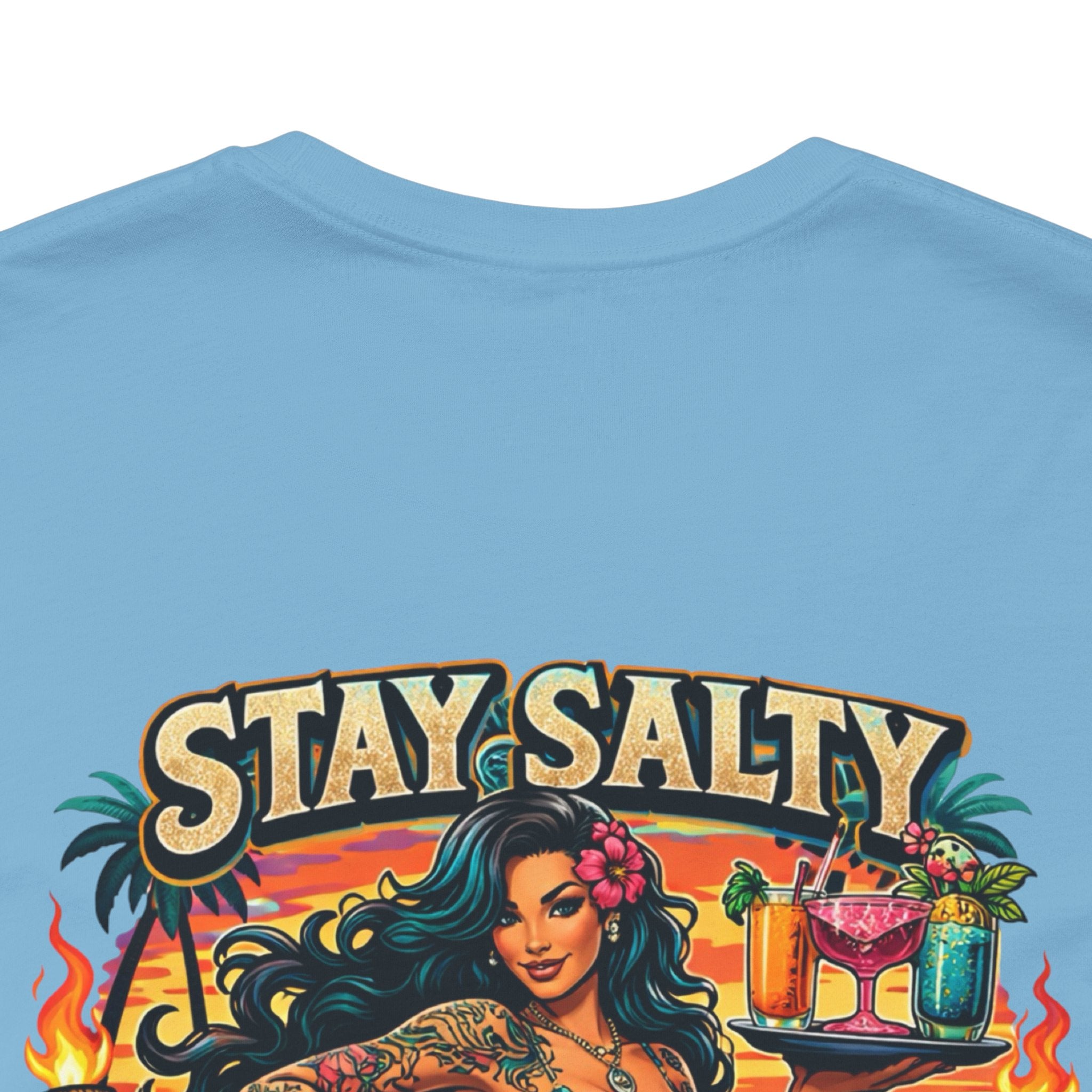Stay Salty Tiki Club Tee — Vintage Hawaiian Pin-Up Surf Shirt