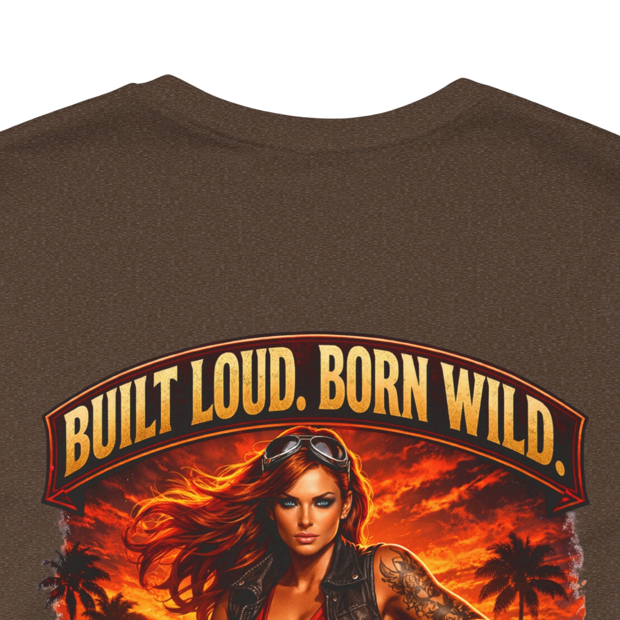 Biker Tee — "Built Loud. Born Wild." Motorcycle Girl Graphic T-Shirt