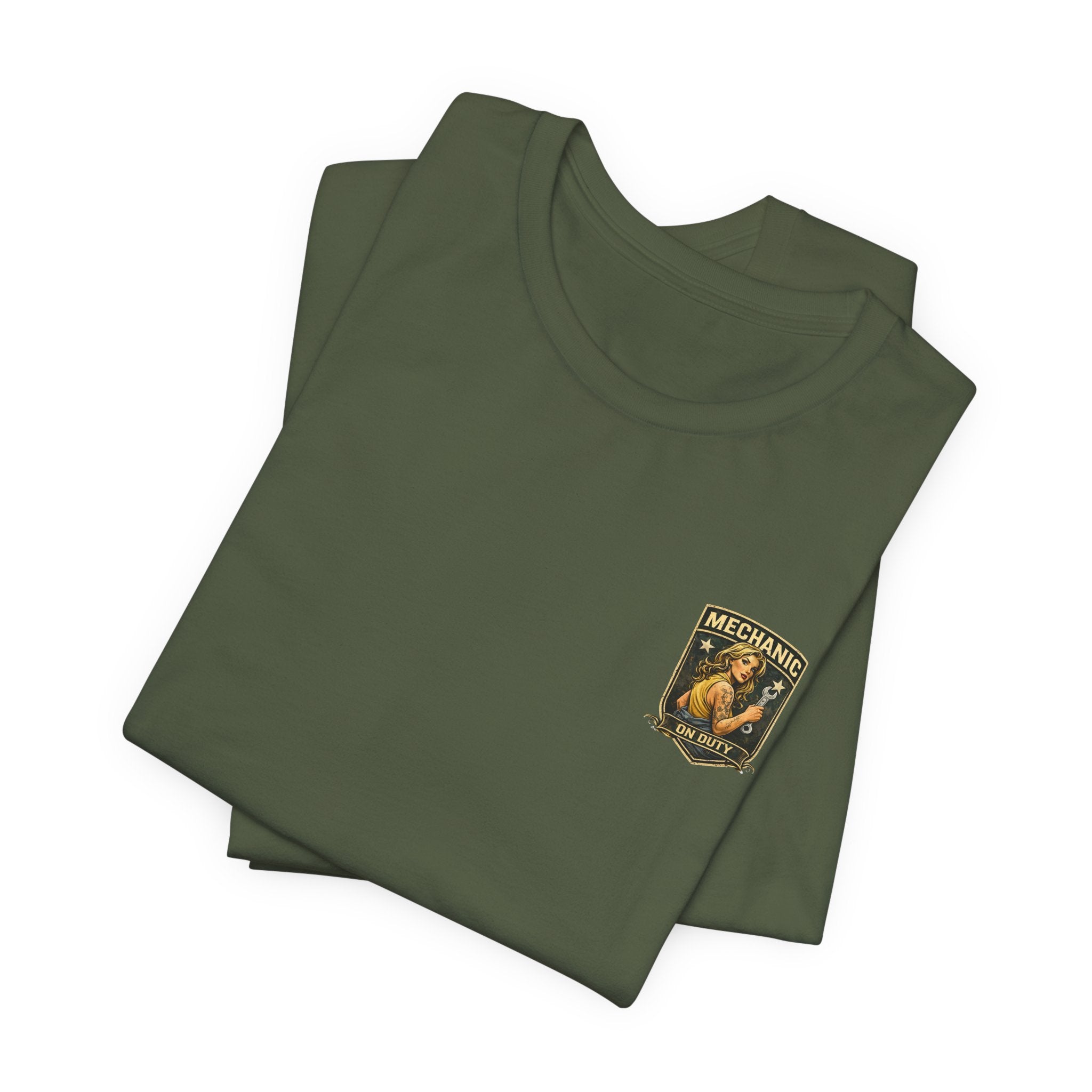 Mechanic On Duty Tee — Vintage Pin-Up Aircraft Garage Shirt