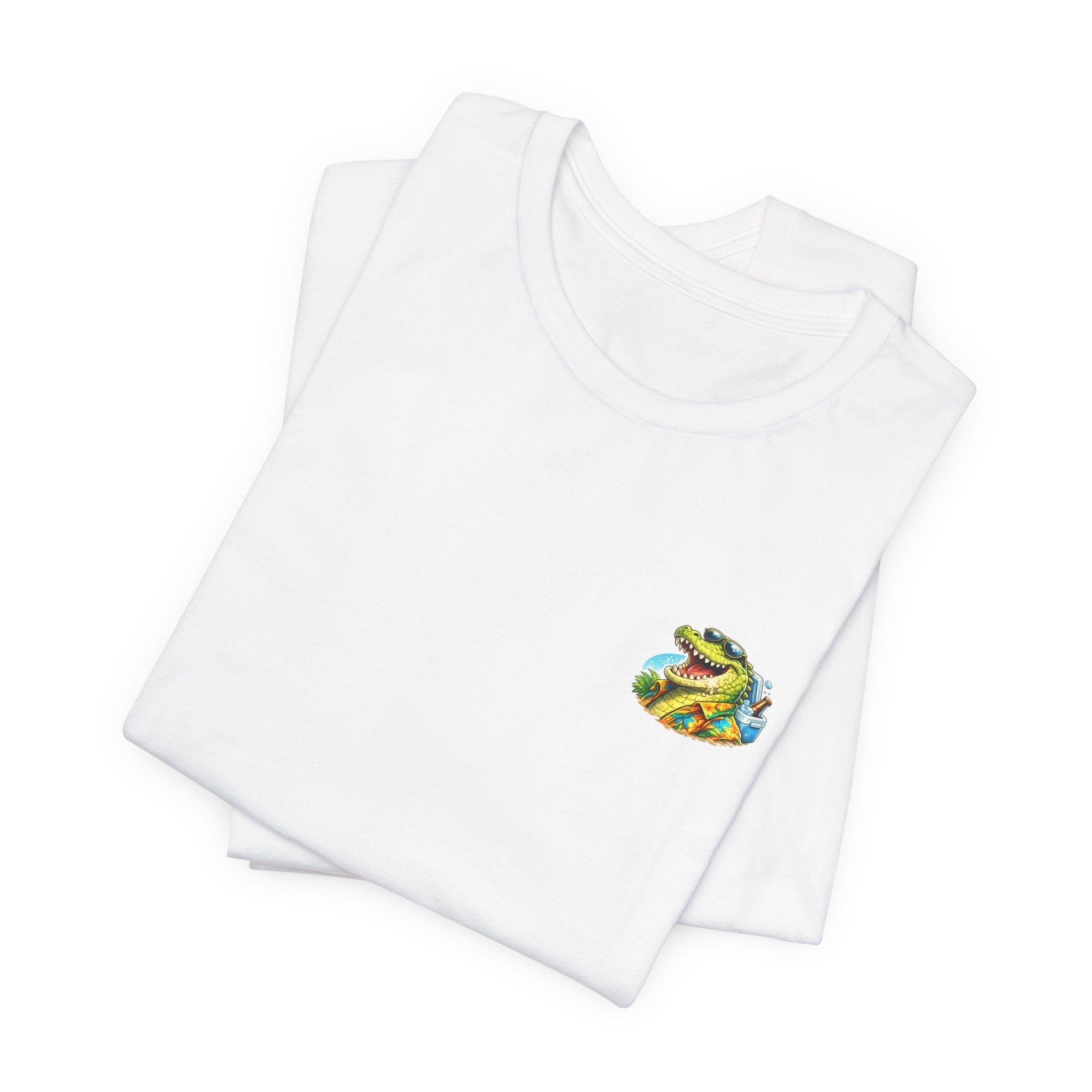 Sand Happens T-Shirt — Playful Alligator Beach Tee