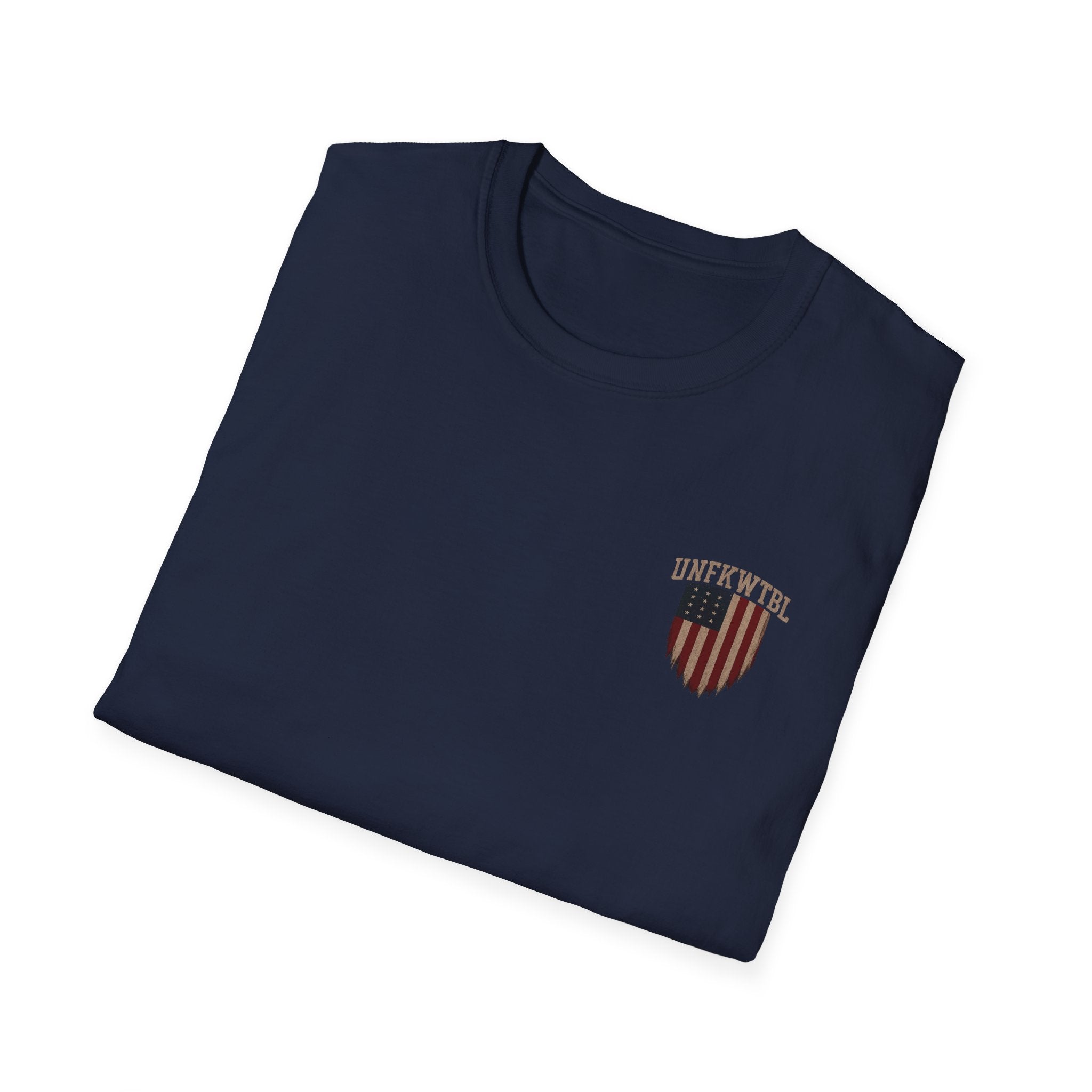 Unfkwtfl Flag Shield T-Shirt — Vintage American Patriotic Tee