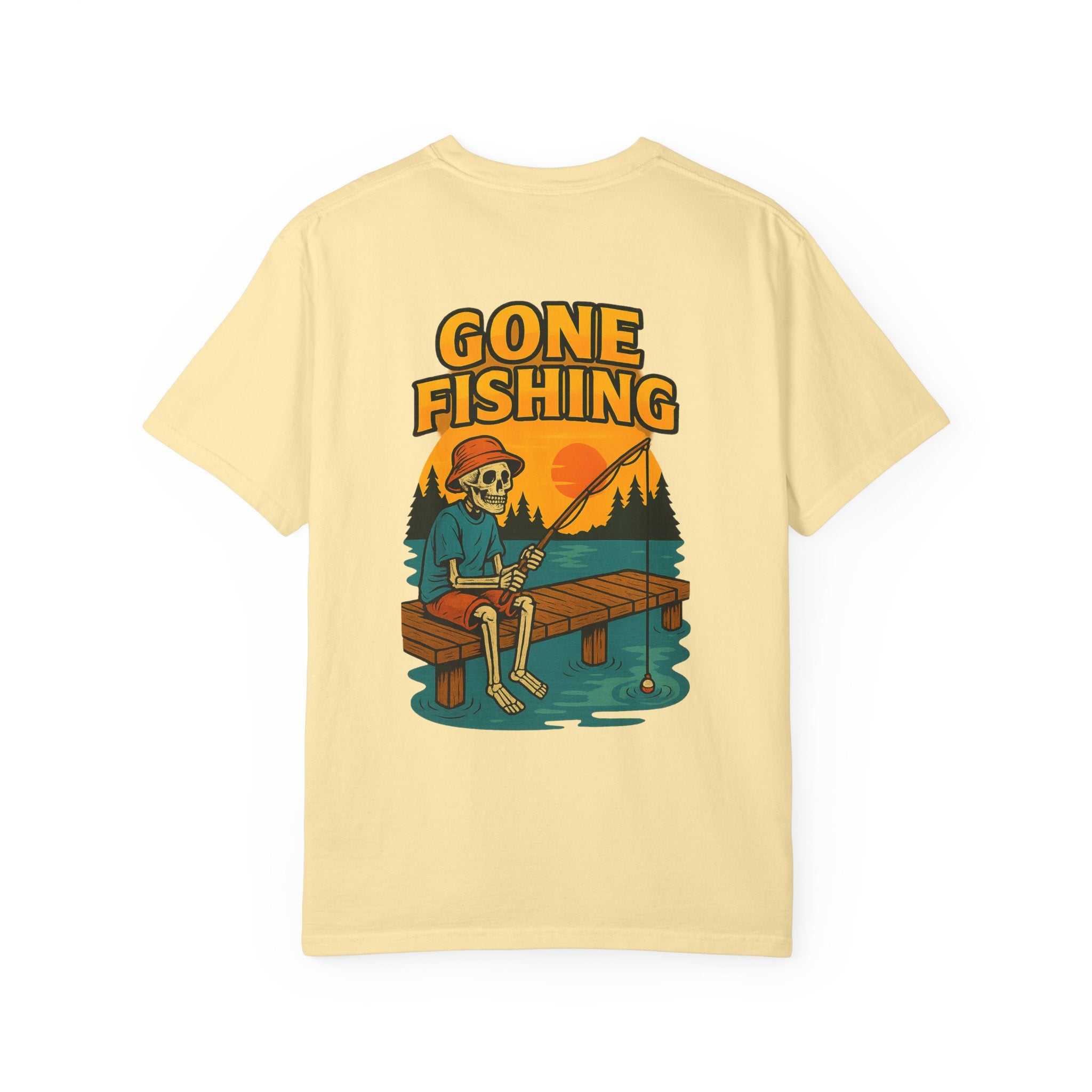 T-Shirt — "Gone Fishing" Retro Skeleton Fishing Graphic Tee