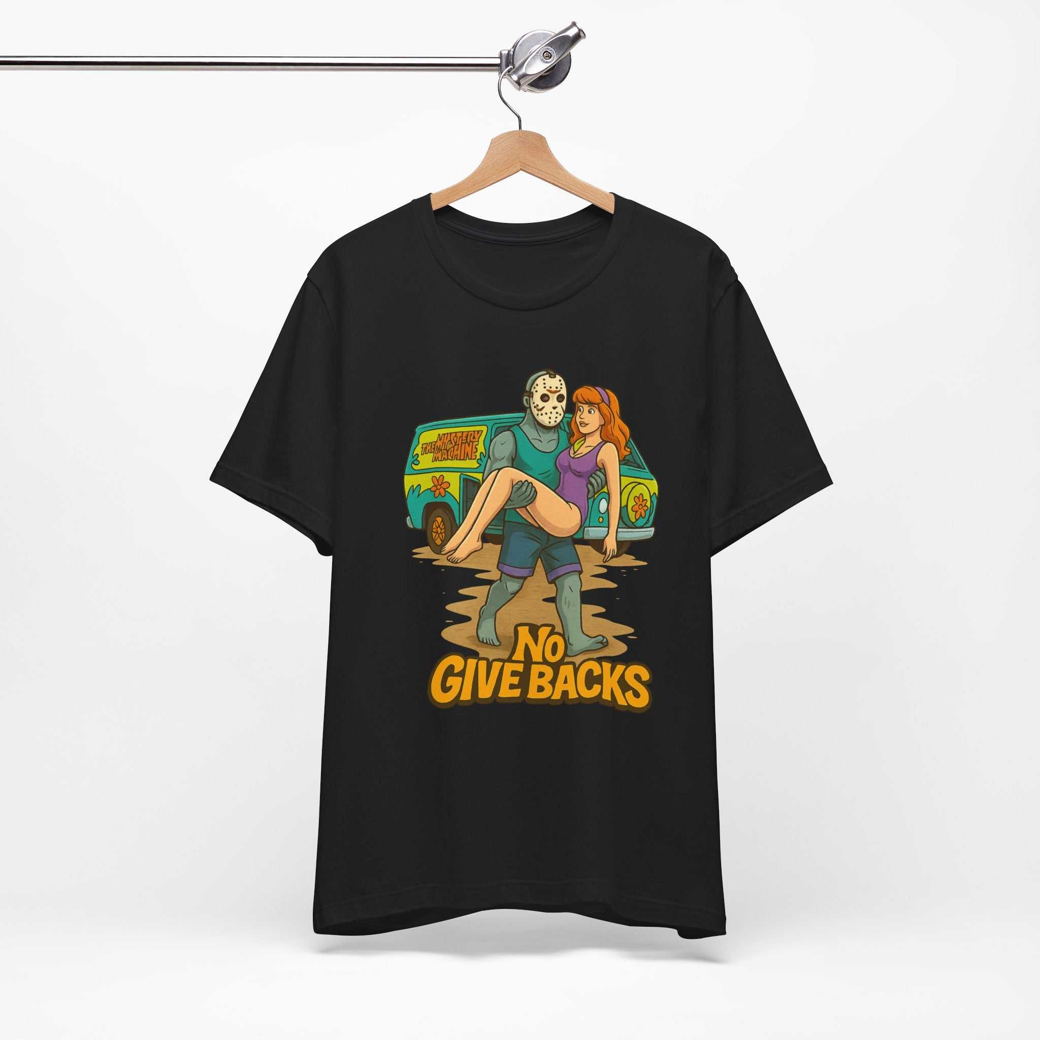 Horror Mashup Tee — 'No Give Backs' Jason & Daphne Retro Graphic T-Shirt
