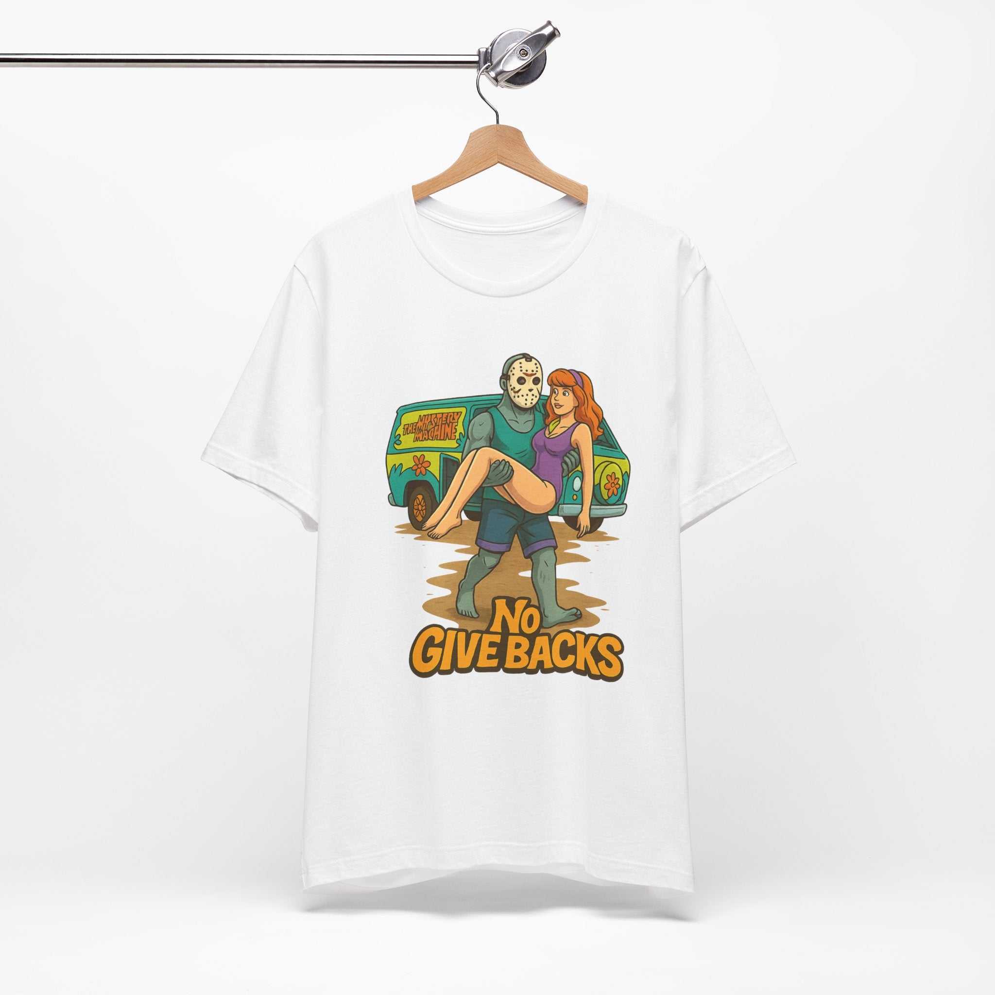 Horror Mashup Tee — 'No Give Backs' Jason & Daphne Retro Graphic T-Shirt
