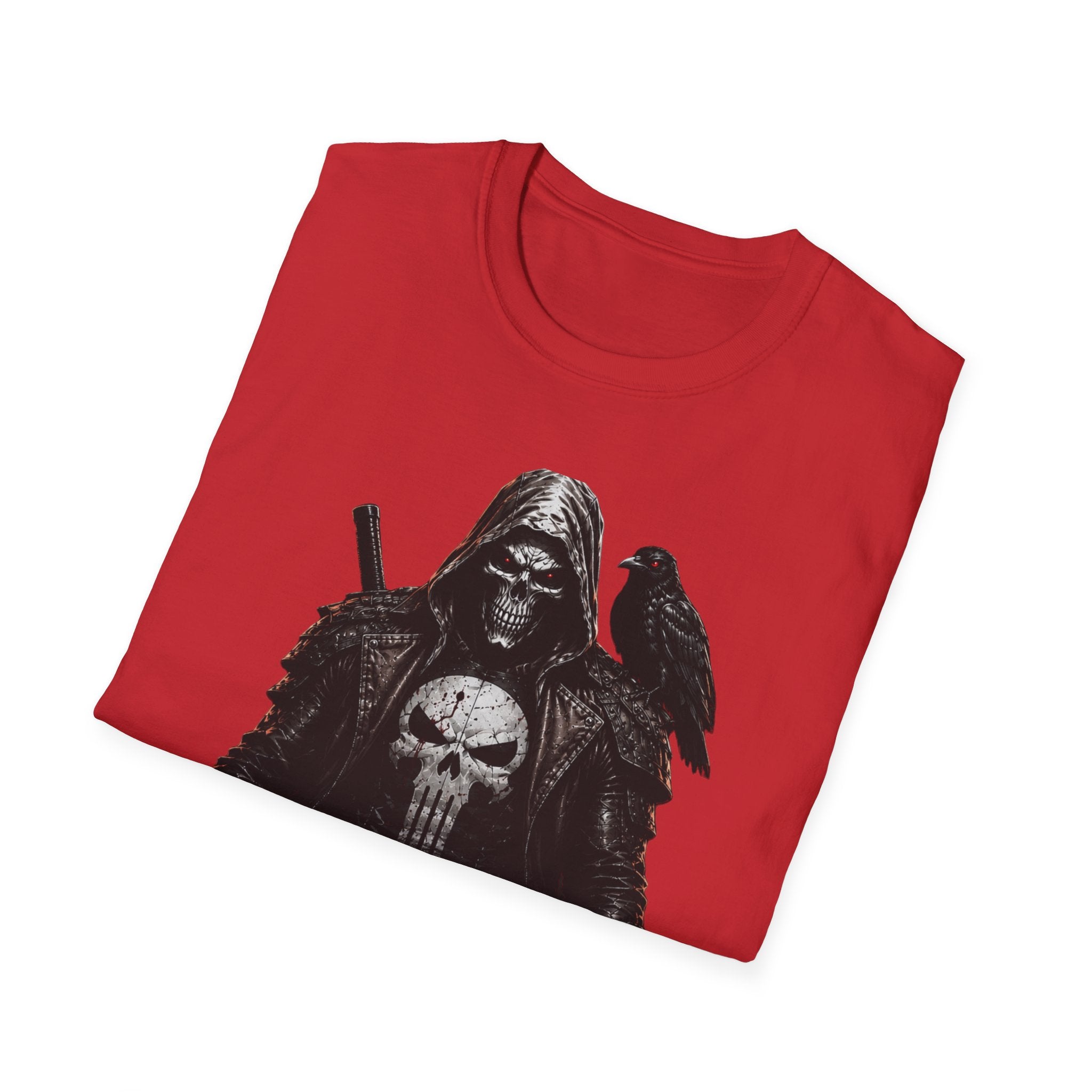 Grim Reaper Skull Tee — Dark Raven Gothic Graphic T-Shirt (UNFKWTBL Text)