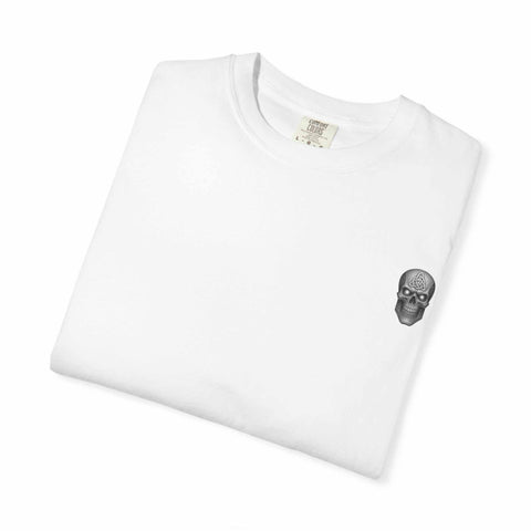 White unisex tee with killer cocktails design featuring skull graphic and durable ring-spun cotton fabric