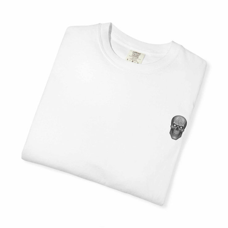 White unisex tee with killer cocktails design featuring skull graphic and durable ring-spun cotton fabric