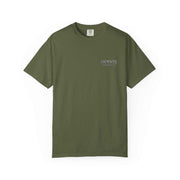 Olive green Savage Spirit Graphic T-Shirt unisex vintage style casual tee in soft garment-dyed cotton with minimalist logo design