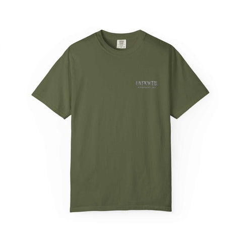 Olive green Savage Spirit Graphic T-Shirt unisex vintage style casual tee in soft garment-dyed cotton with minimalist logo design