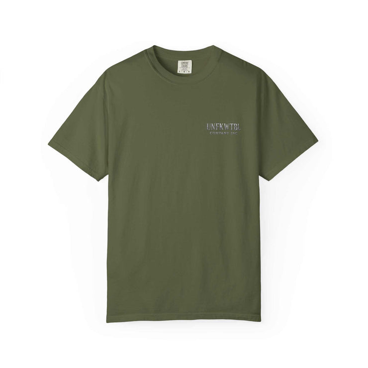 Olive green Savage Spirit Graphic T-Shirt unisex vintage style casual tee in soft garment-dyed cotton with minimalist logo design