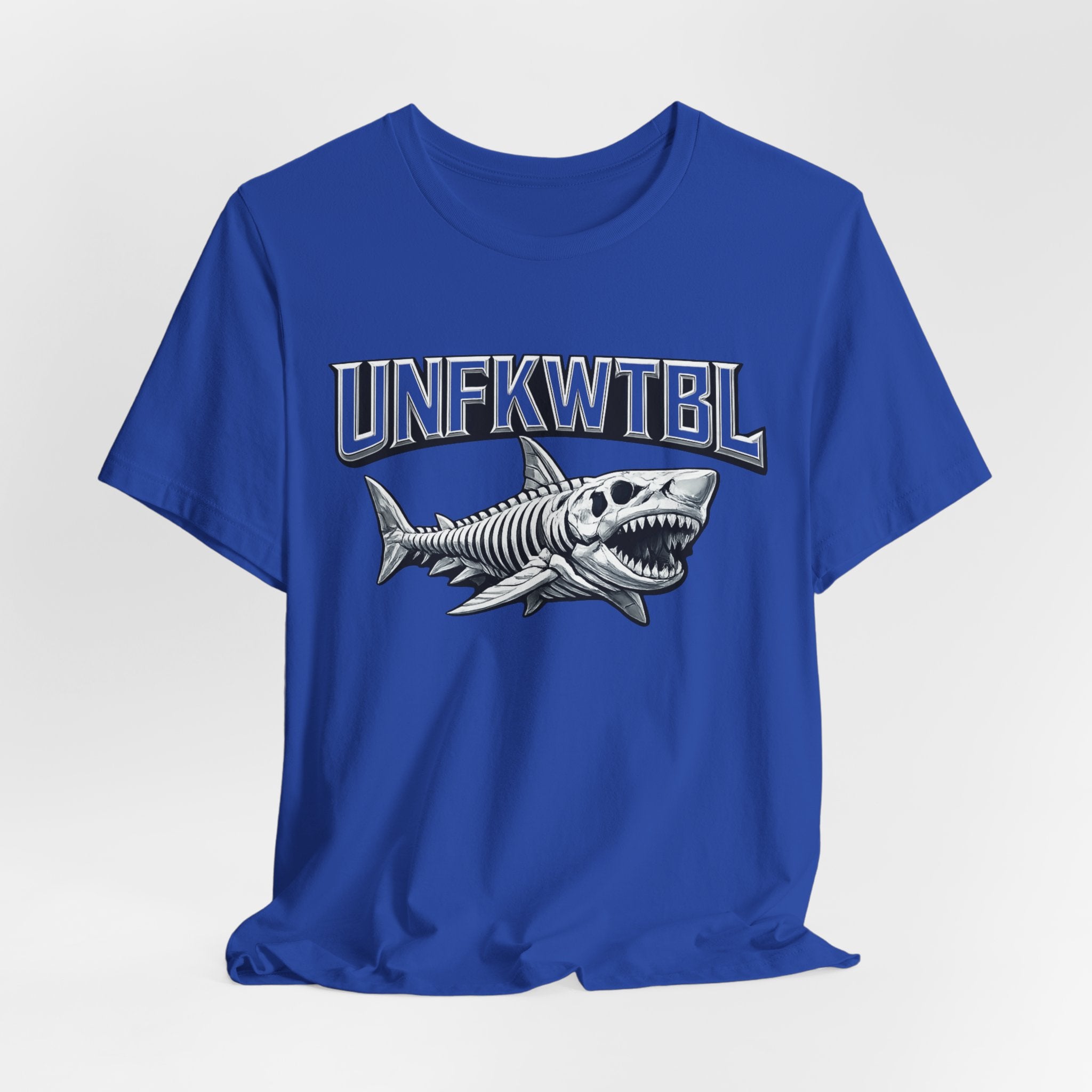 Shark Graphic Tee — 'UNFKWTBL' Vintage Skeleton Shark Shirt