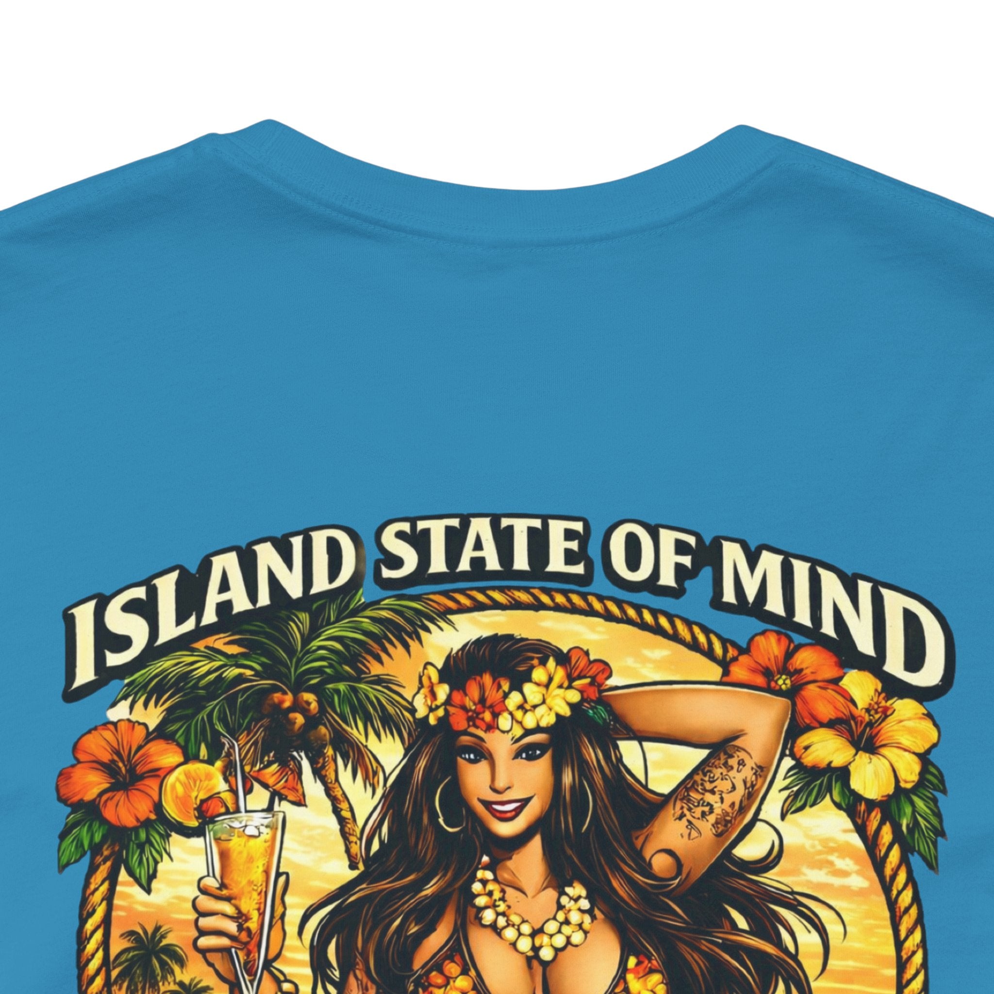 Island State of Mind Graphic Tee — "Stay UNFKWTBL" Tropical Hula Girl Shirt