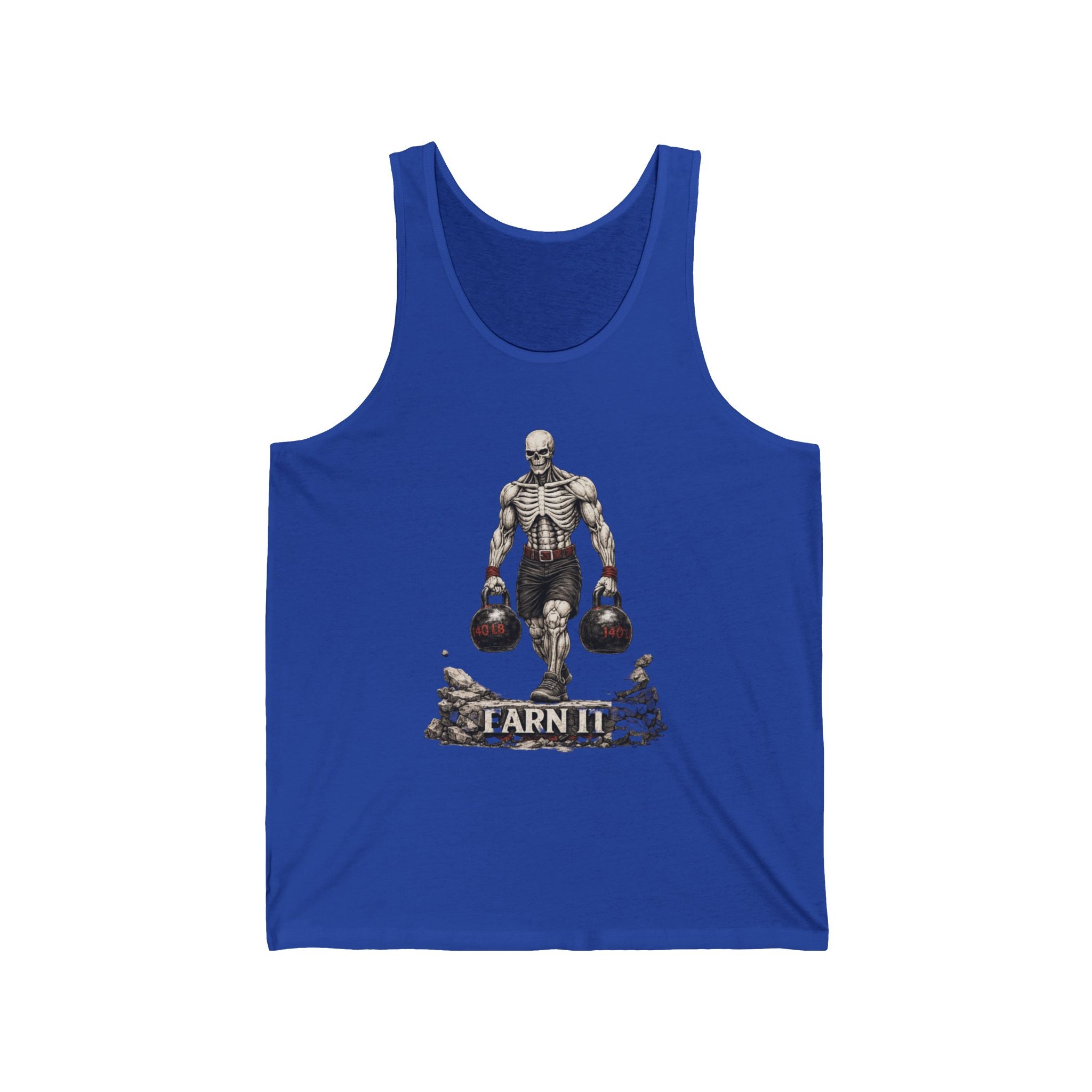 Tank Top — "Earn It" Kettlebell Skeleton Gym Tank