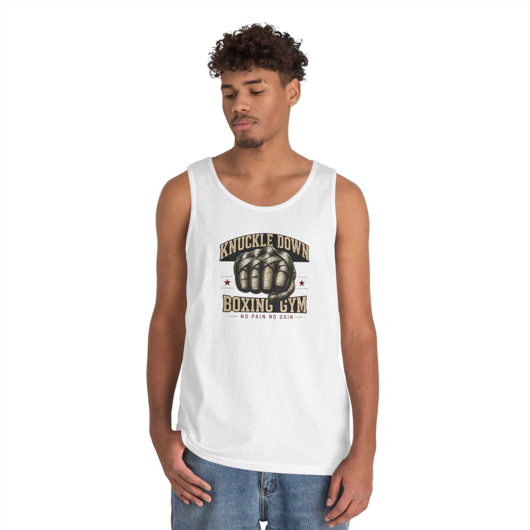 Knuckle Down Boxing Gym Tank Top — Vintage Fist Workout Tank