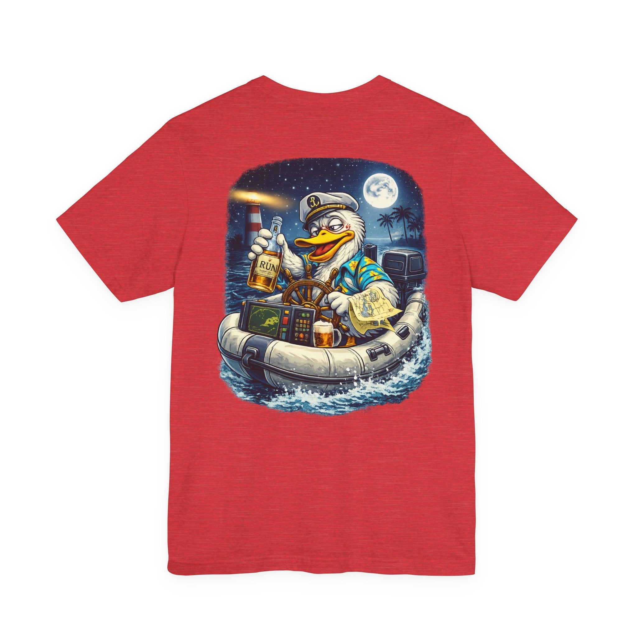 Duck Captain Graphic Tee — Sailor Duck Drinking Rum Retro Beach Shirt