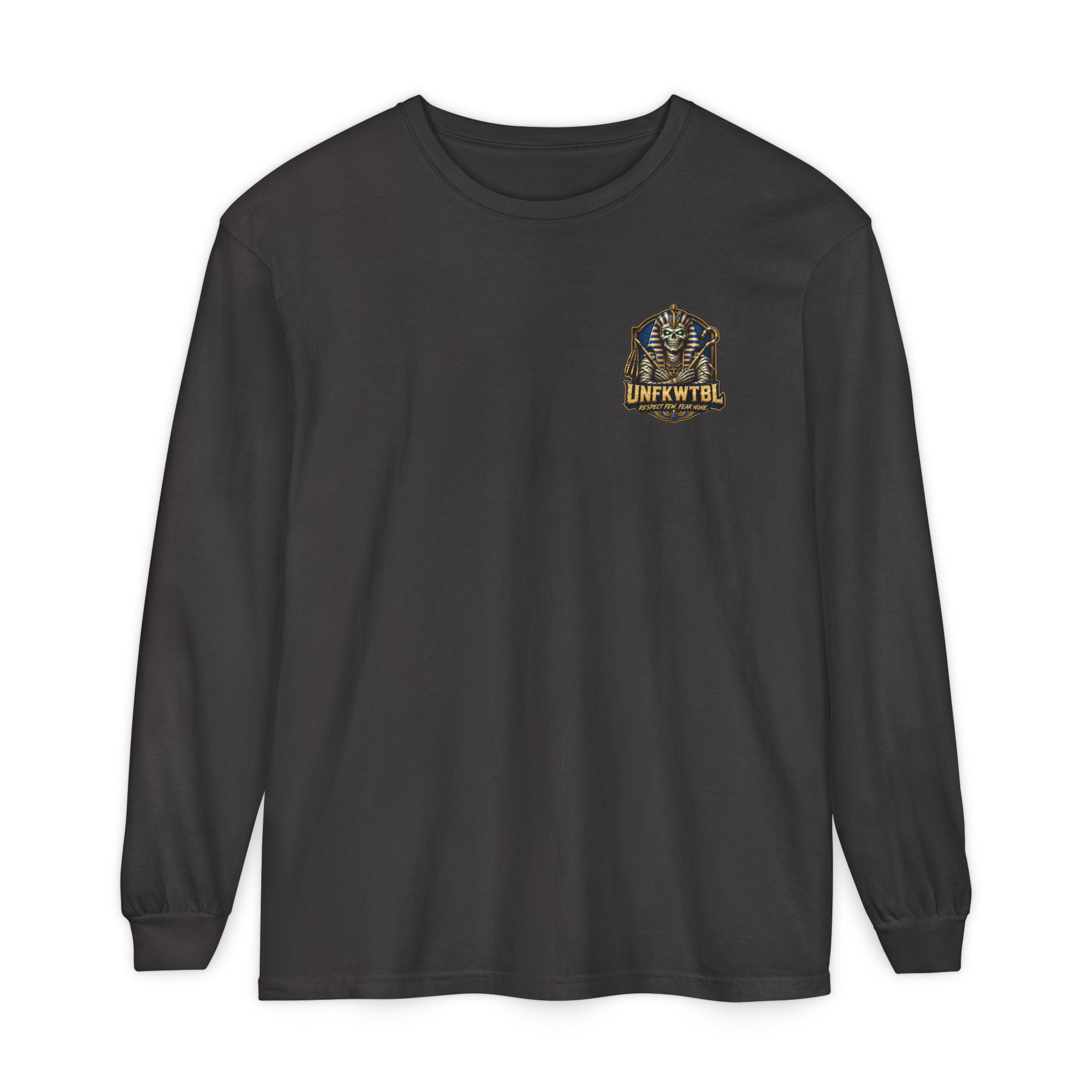 Unfkwtbl Pharaoh Long Sleeve Tee — Vintage Egyptian Mummy Graphic