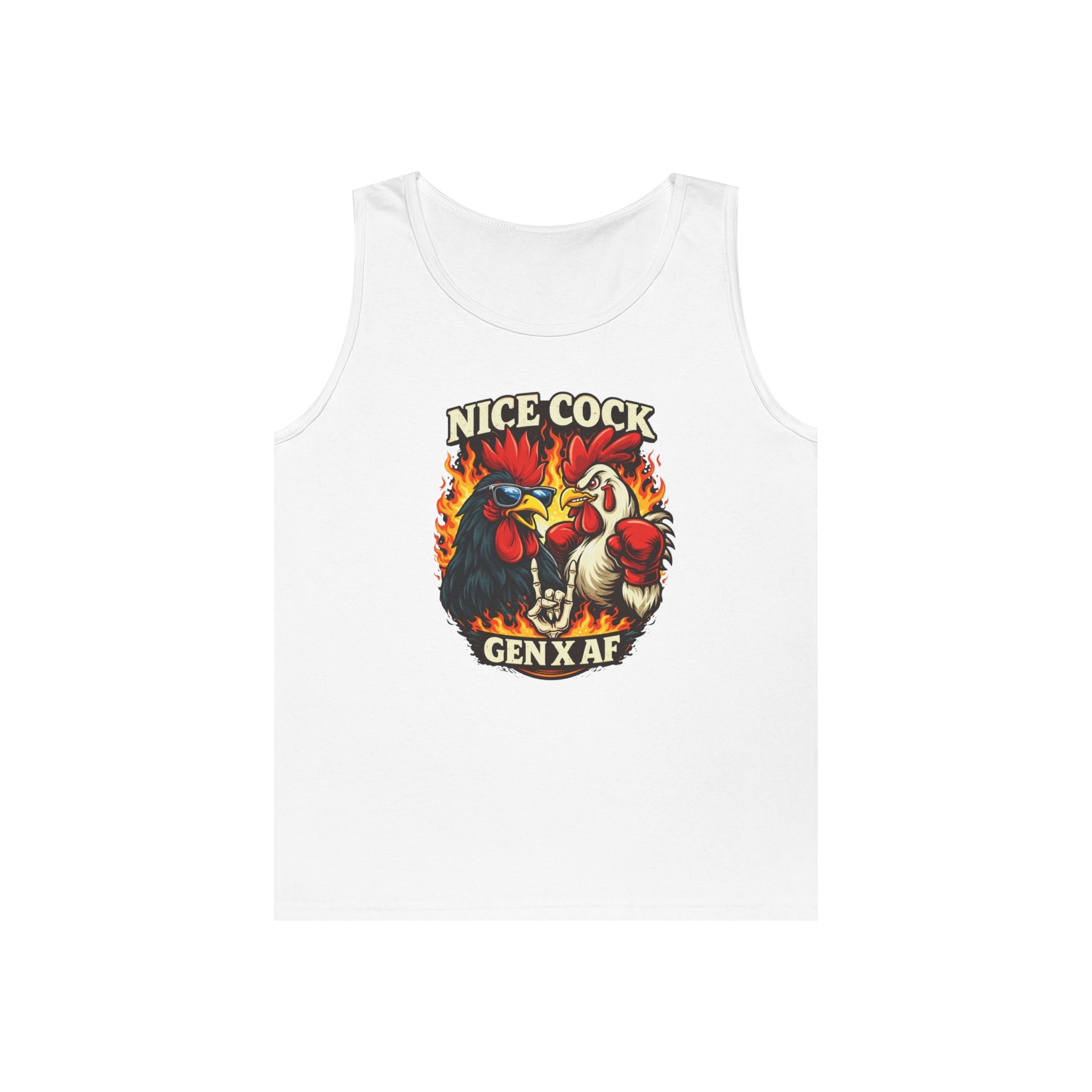 Rooster Graphic Tank – "Nice Cock Gen X AF" Vintage Farmhouse Tee