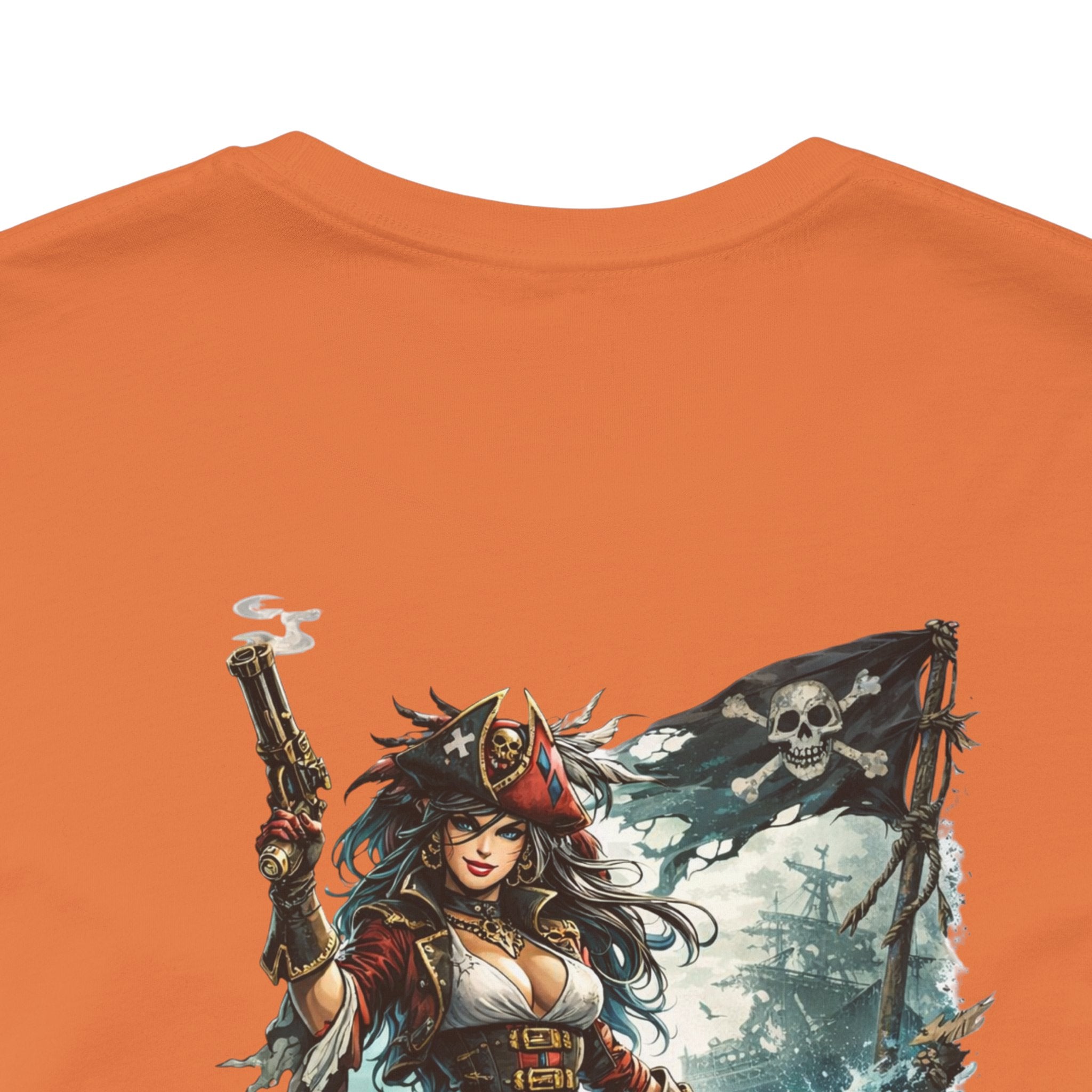 She Doesn't Ask Warrior Woman Graphic Tee — Fierce Pirate/Viking Adventure Shirt