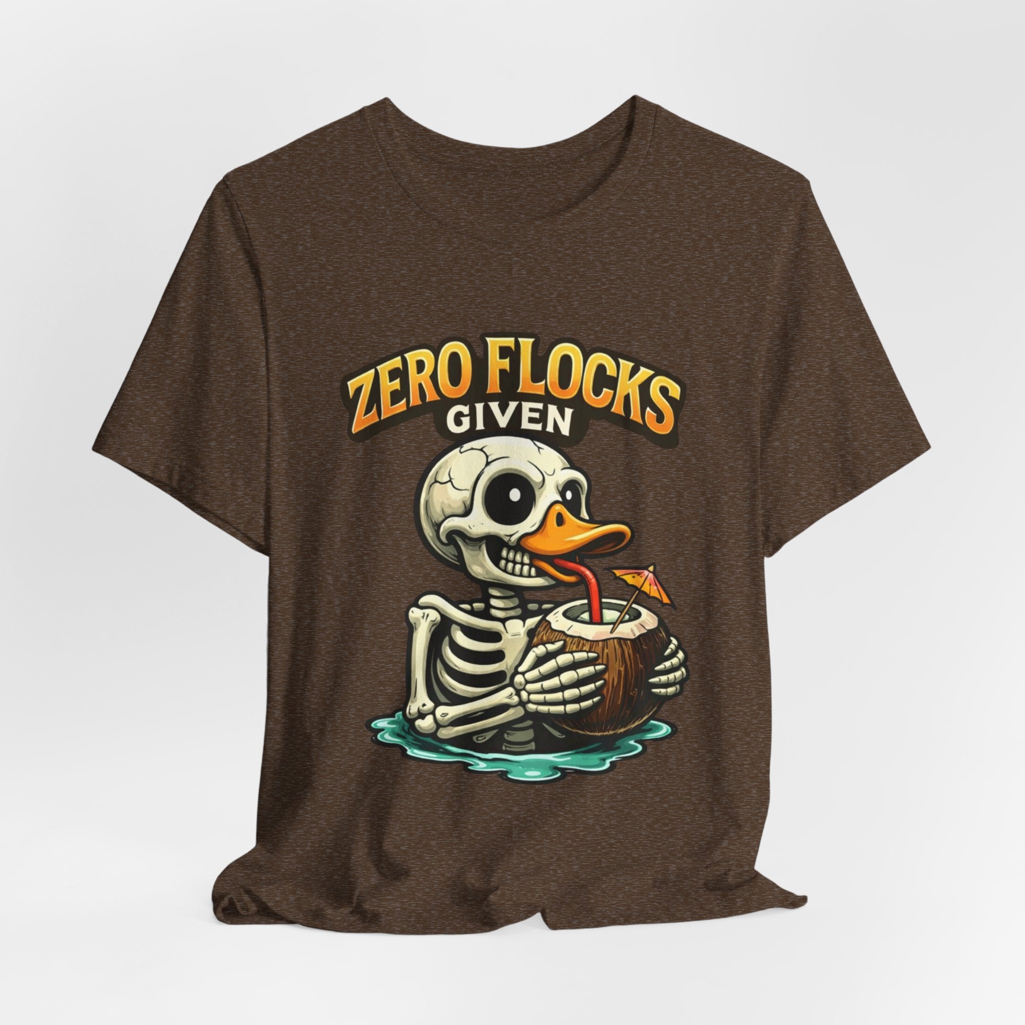 T‑Shirt — "Zero Flocks Given" Skeleton Duck Graphic Tee