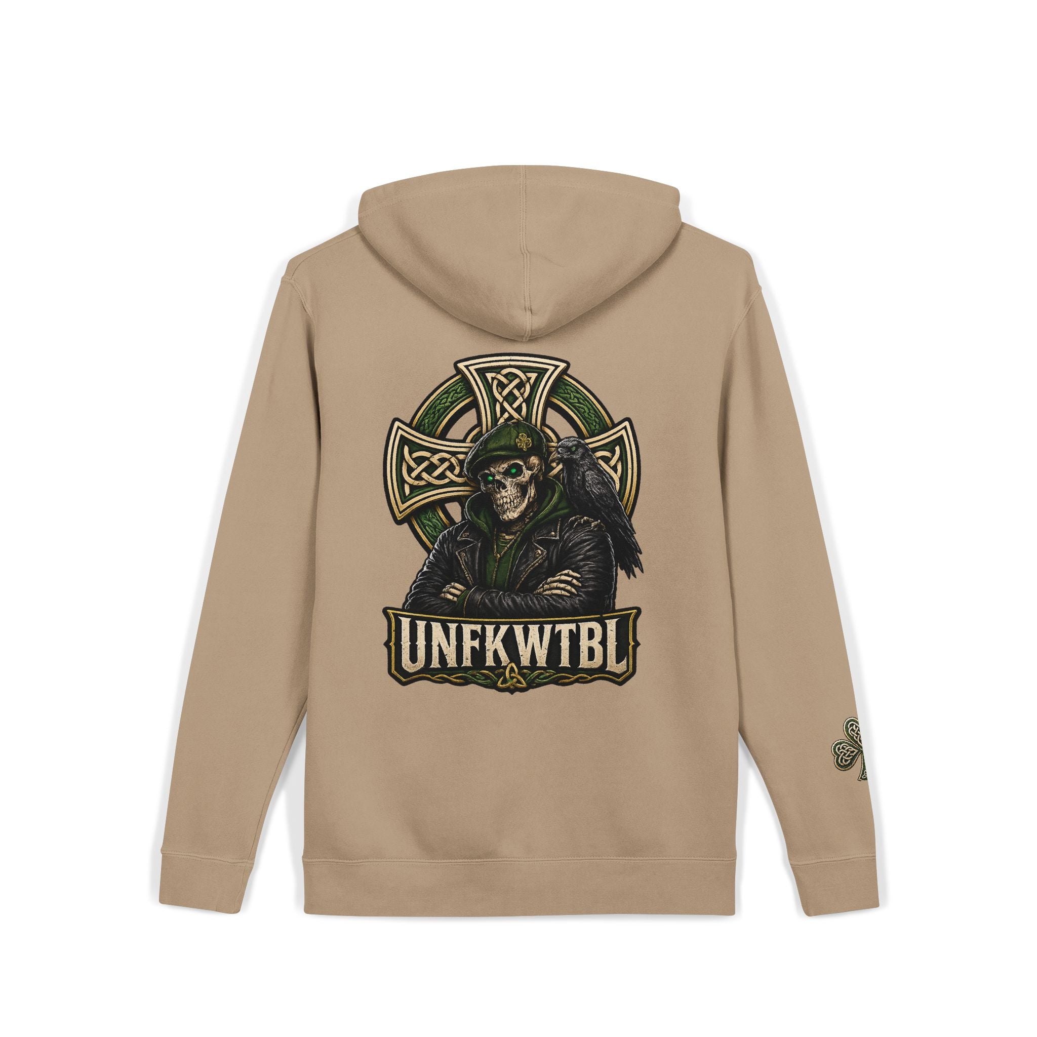 Grim Reaper Celtic Cross Hoodie — UNFKWTBL Pigment-Dyed Pullover