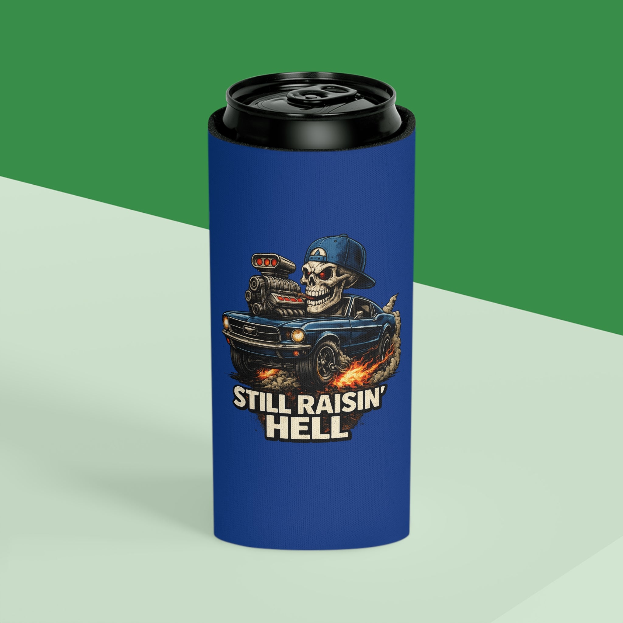 Can Cooler — "Stay Cold. Remain Unfkwtbl." Skull Muscle Car Design