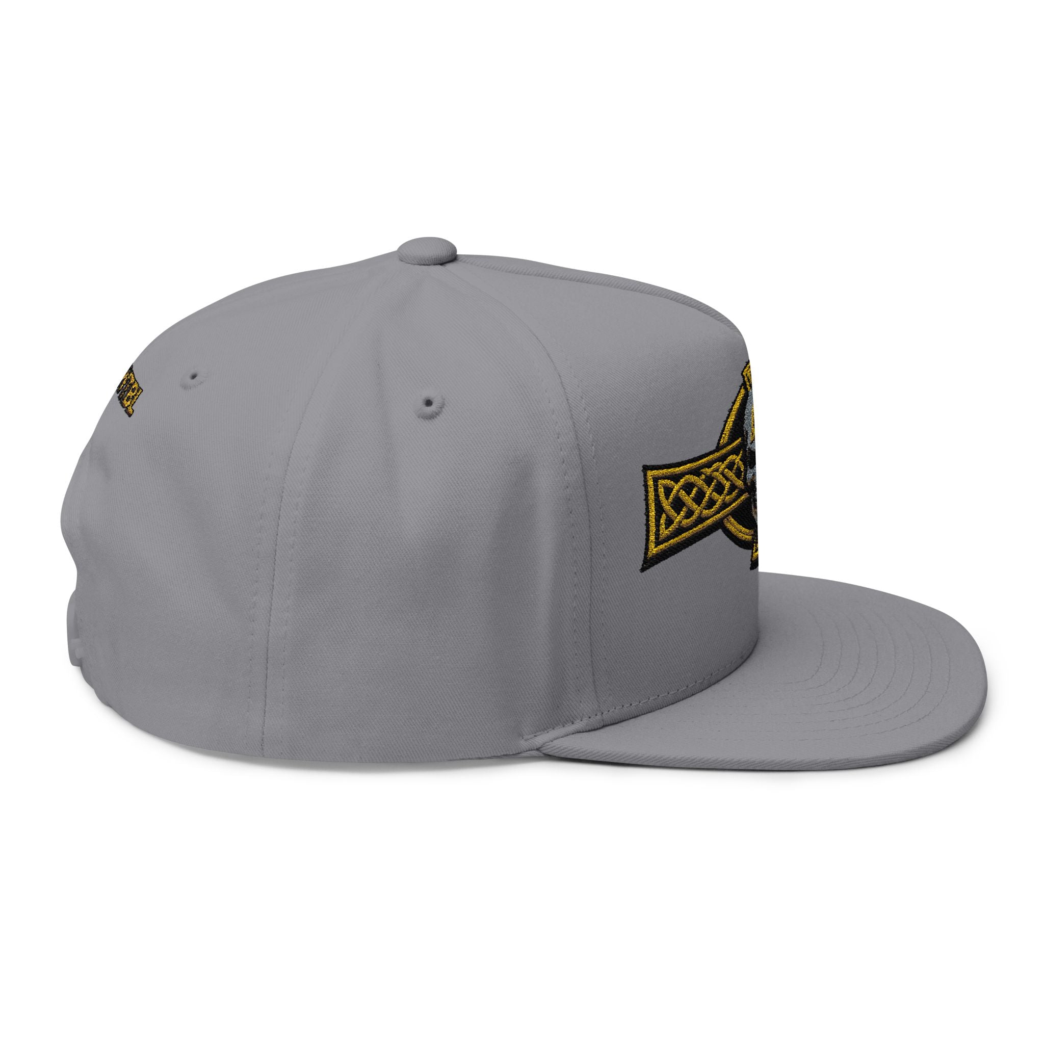 Celtic Skull Embroidered Flat Bill Cap — Viking Knot Snapback Hat