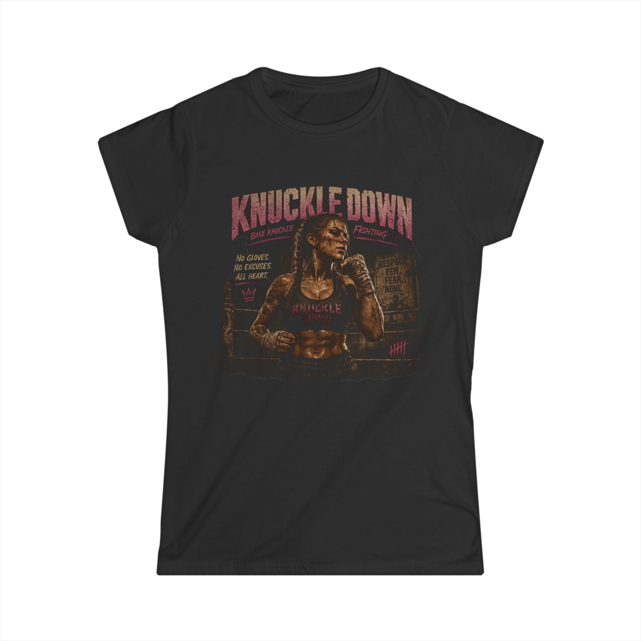 Knuckle Down Boxing Tee — Women's Retro Fight Night Graphic Shirt