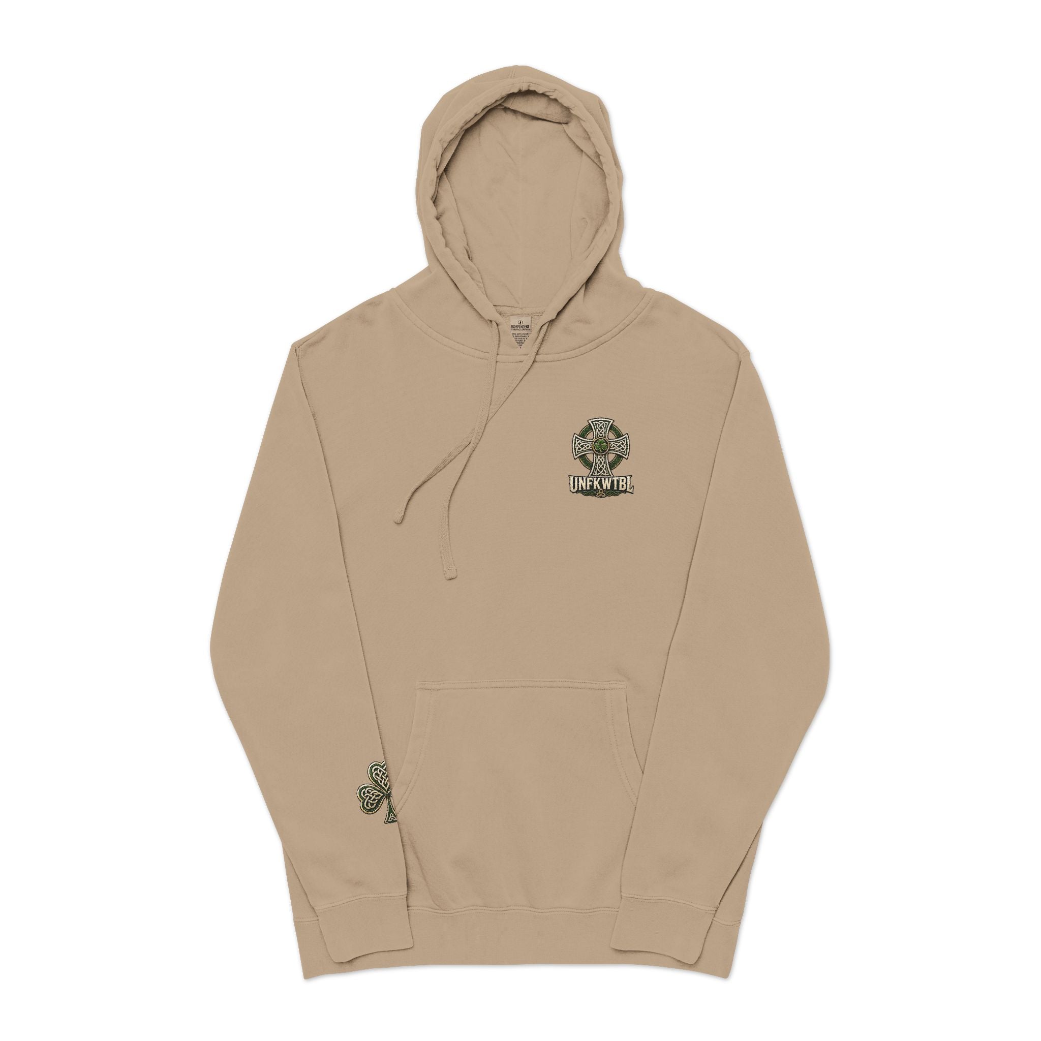 Grim Reaper Celtic Cross Hoodie — UNFKWTBL Pigment-Dyed Pullover