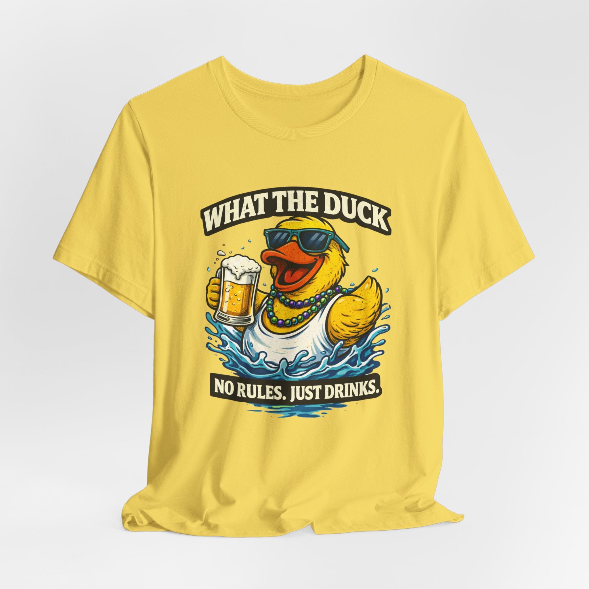 What The Duck Tee — 'No Rules, Just Drinks' Funny Beer Duck T-Shirt