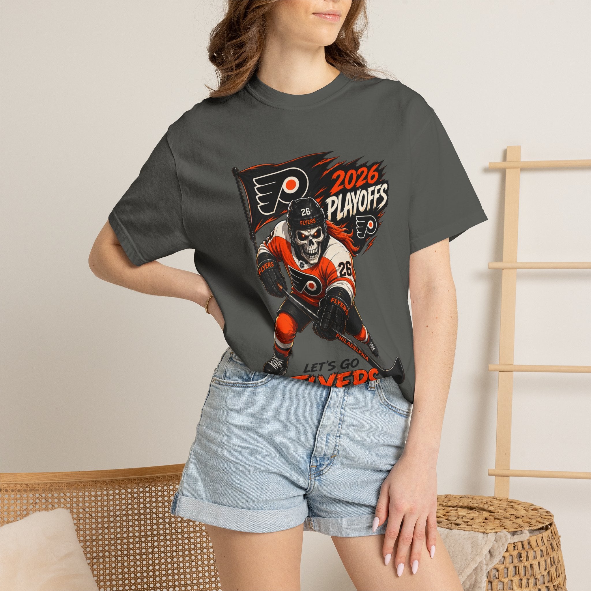 Flyers 2026 Playoffs Hockey T-Shirt — 'Let's Go Flyers' Vintage Skate Design