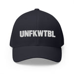 Embroidered 'UNFKWTBL' Closed-Back Structured Cap — Bold Distressed Logo Dad Hat
