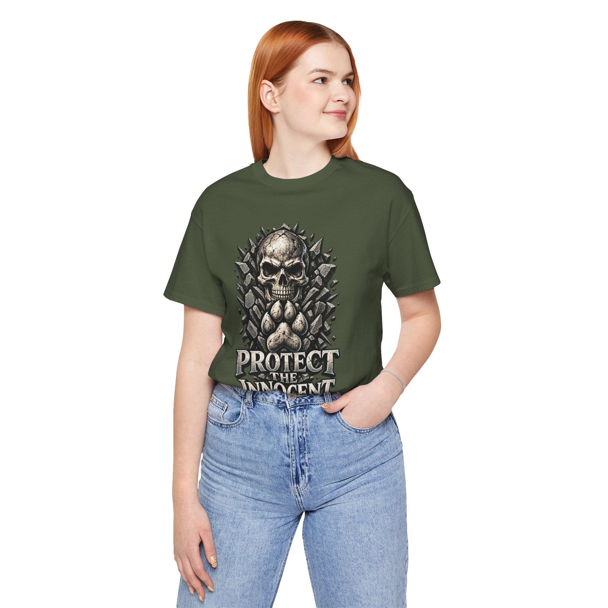 Protect the Innocent Skull Tee — "Harm Them... Answer For It." Statement T-Shirt