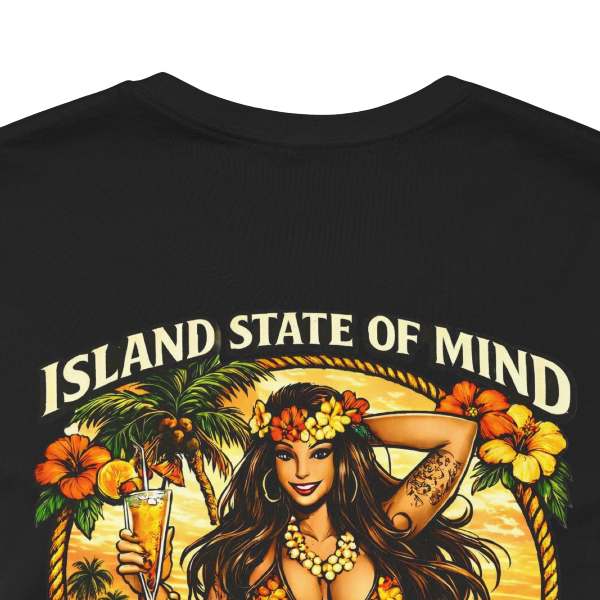 Island State of Mind Graphic Tee — "Stay UNFKWTBL" Tropical Hula Girl Shirt