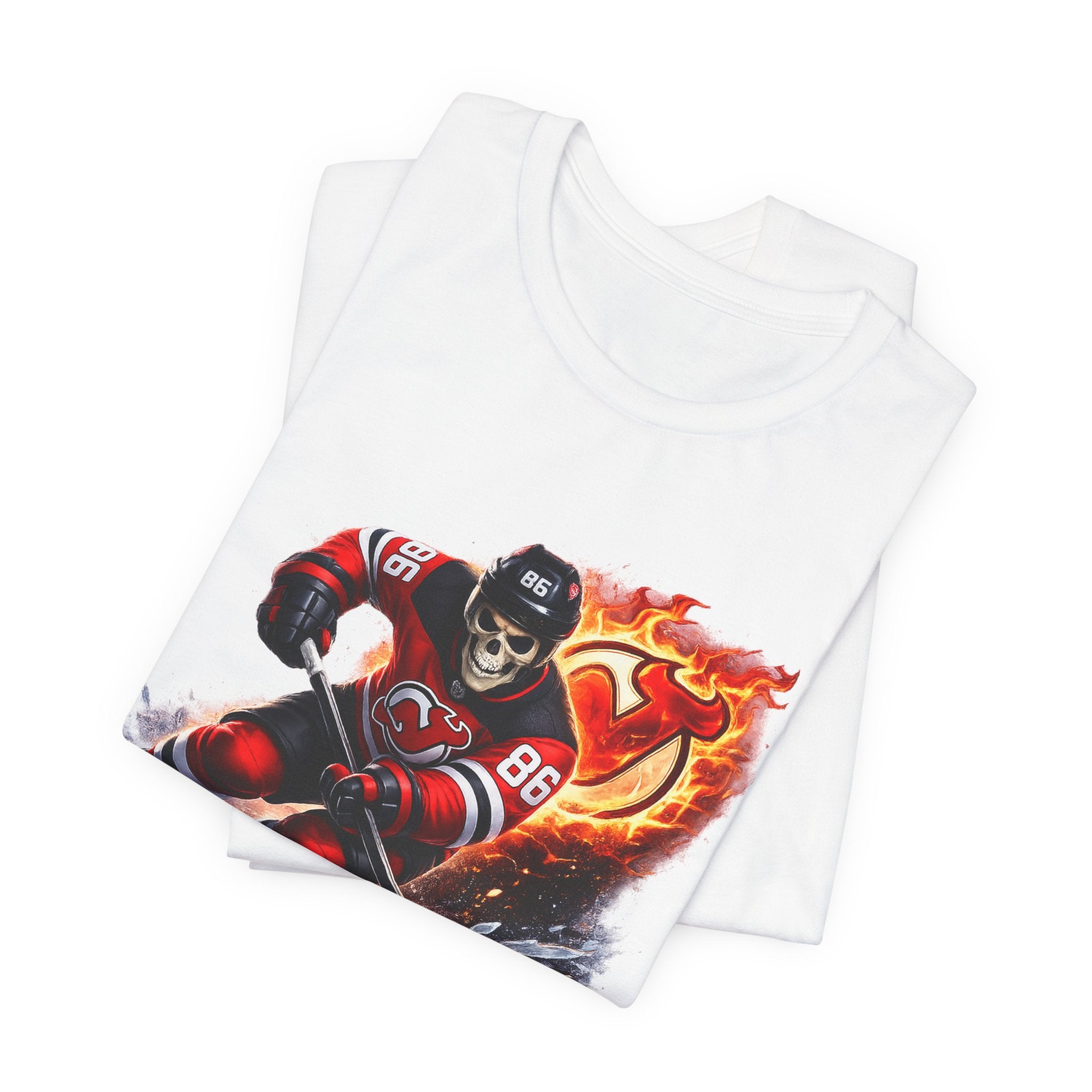 Flaming Hockey Player Graphic Tee