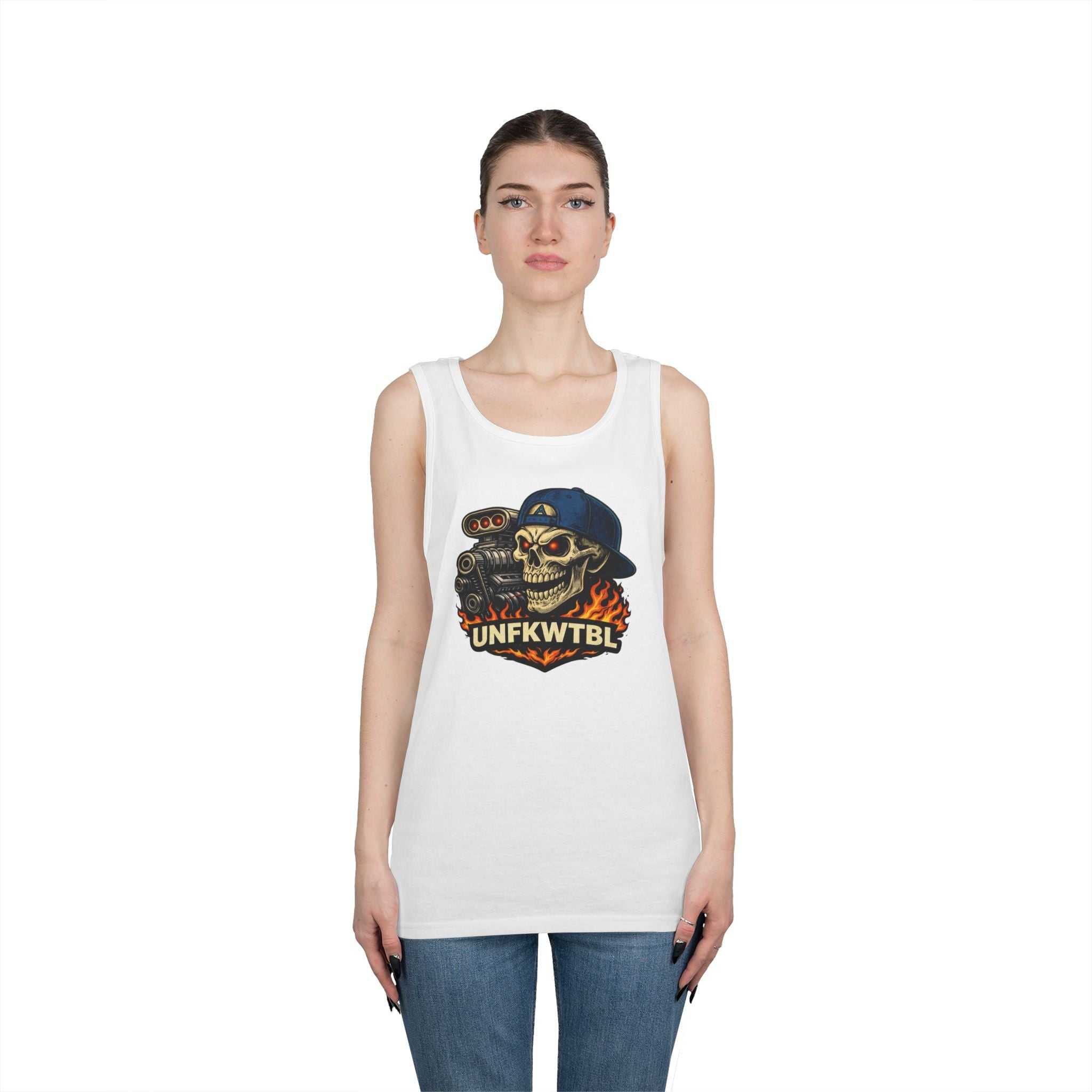 Skull Mechanic Tank Top — 'UNFKWTBL' Vintage Hot Rod Graphic