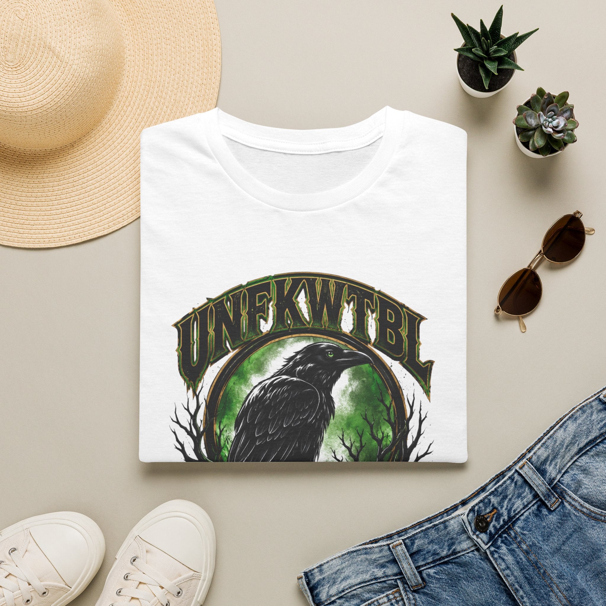 Raven Moon T-Shirt — 'UNFKWTBL' Gothic Crow Graphic Tee