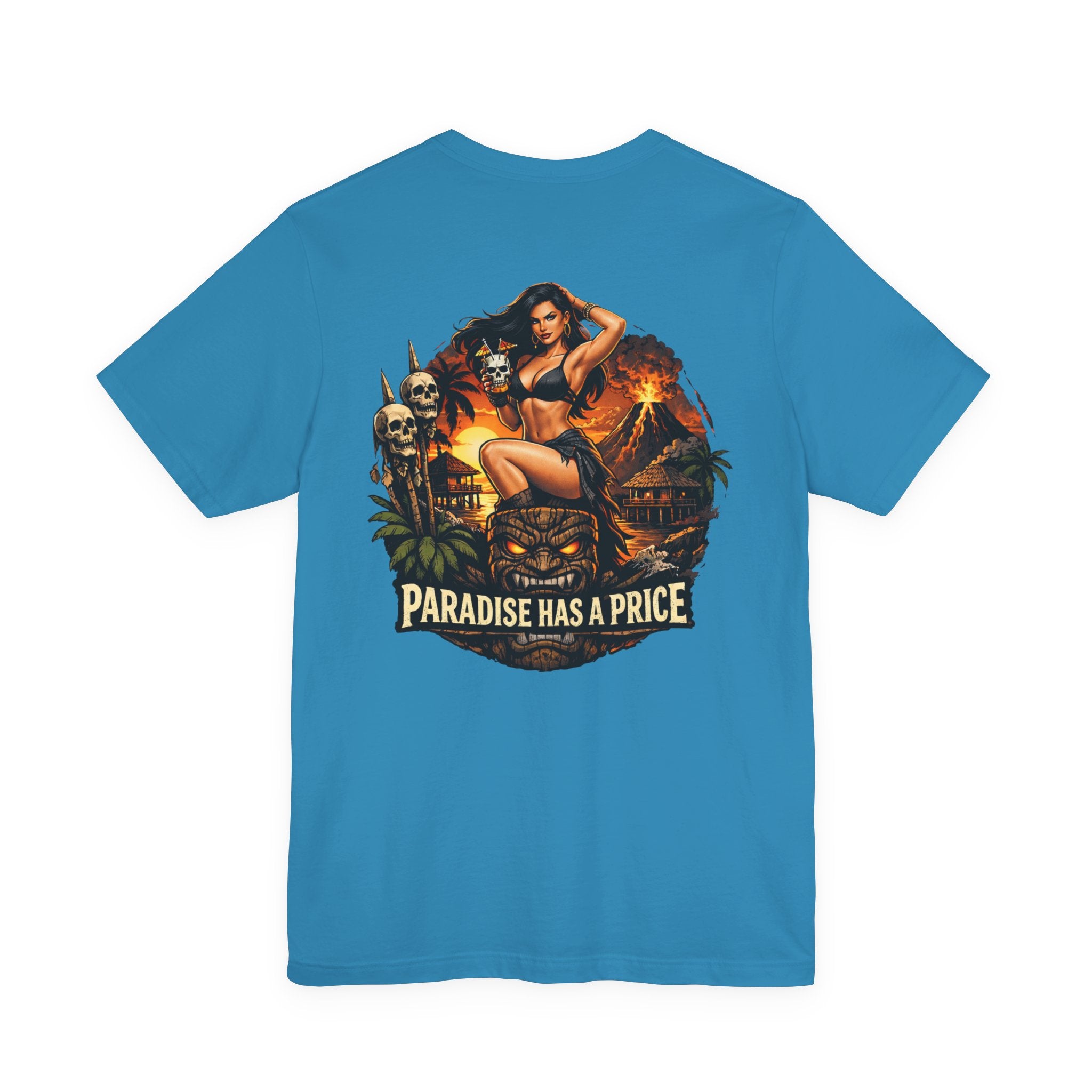 Paradise Has a Price T-Shirt — Tropical Pinup Skull Island Graphic Tee