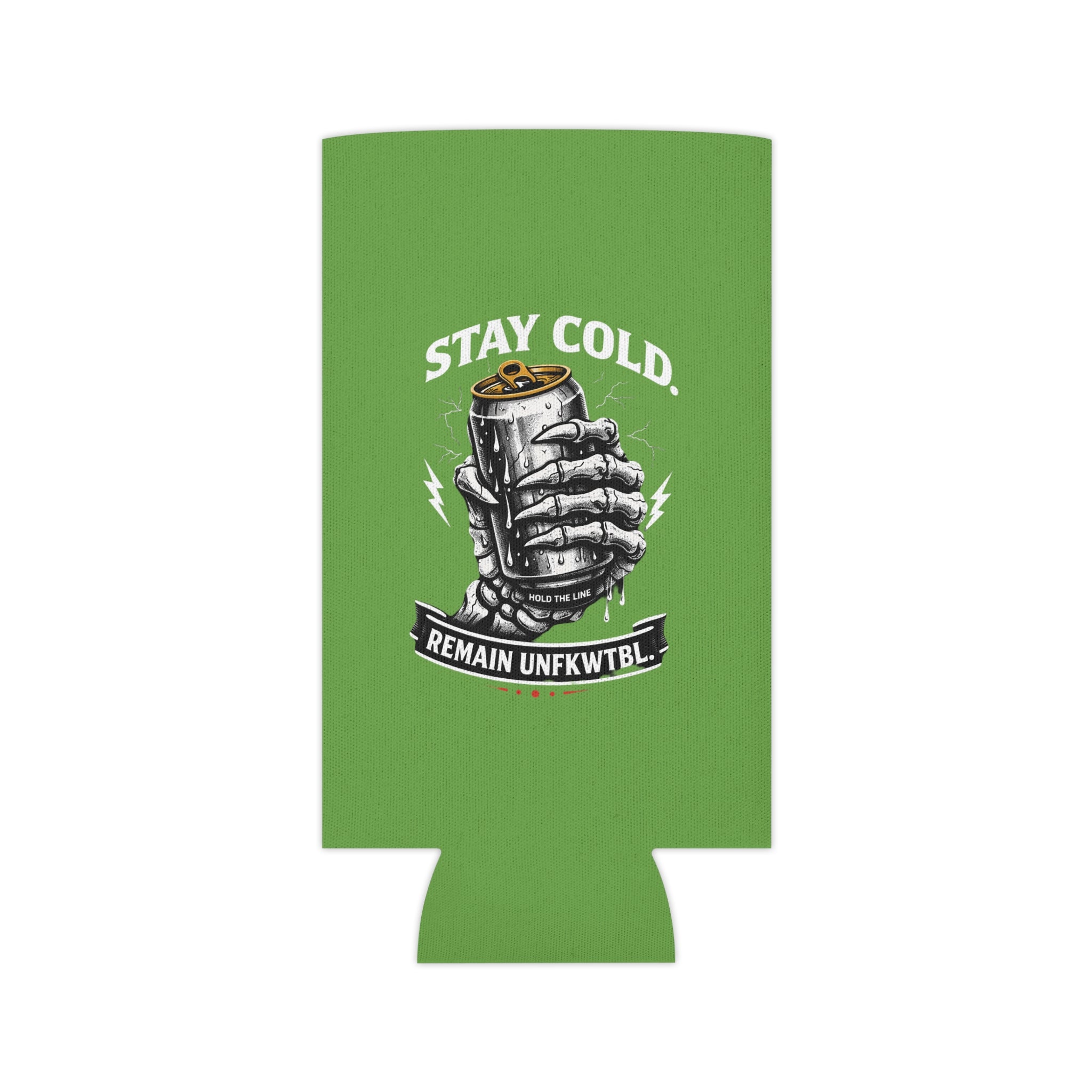 Can Cooler — "Stay Cold. Remain UNFKWTBL" Tropical Skull Beer Koozie