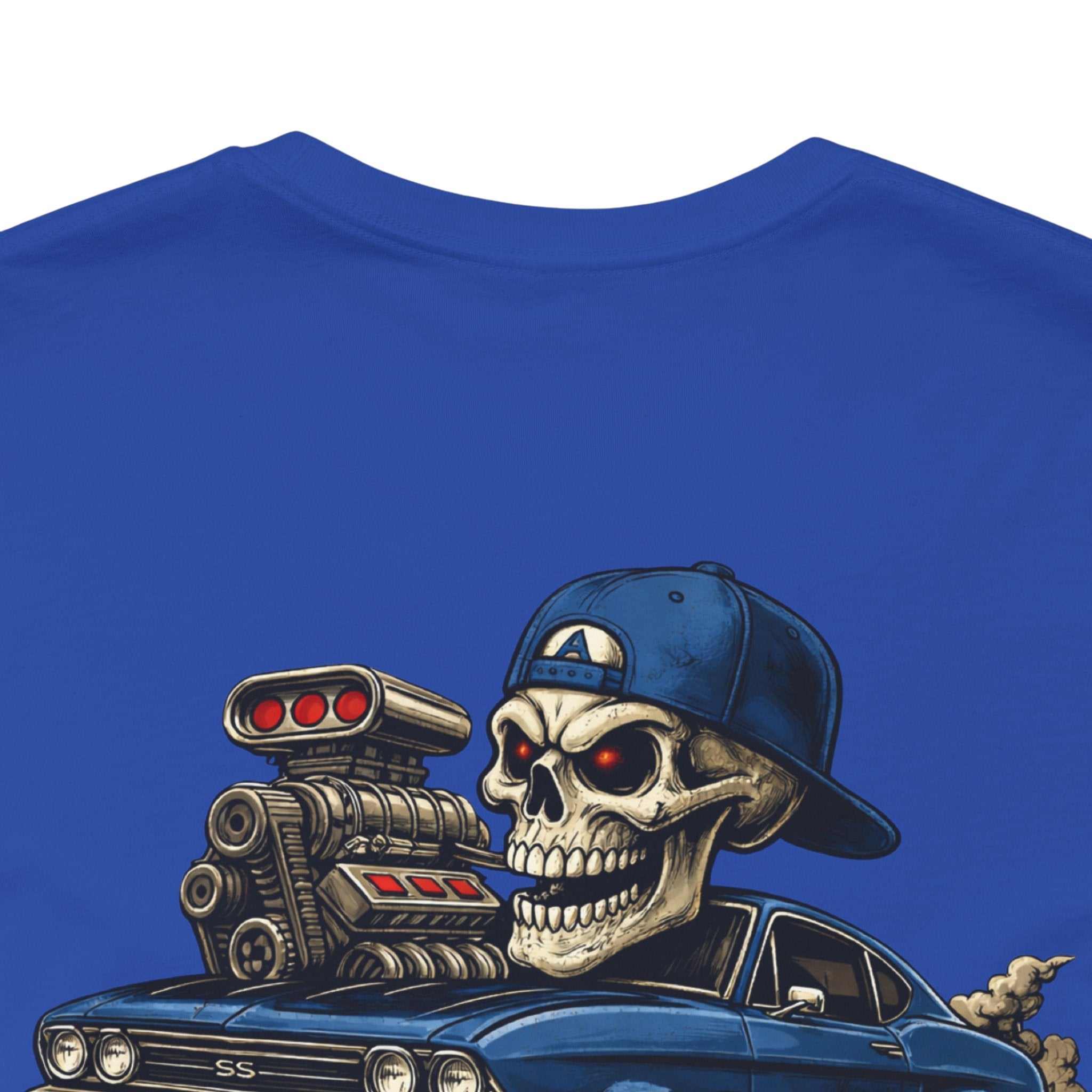 Burnout Skull Muscle Car Tee — "Still Burnin' Rubber" Graphic T-Shirt