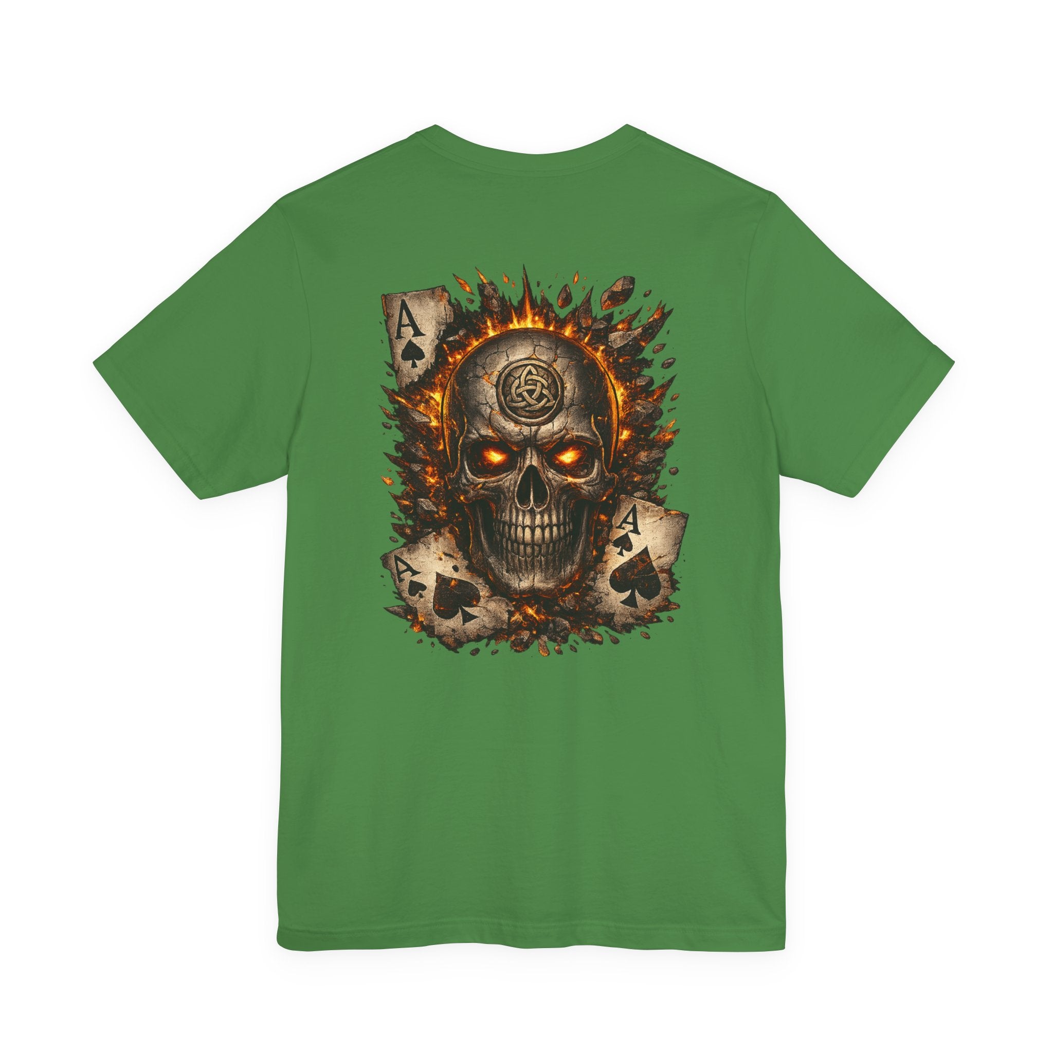 Skull & Flaming Cards Graphic Tee — Poker Skull Short Sleeve T-Shirt