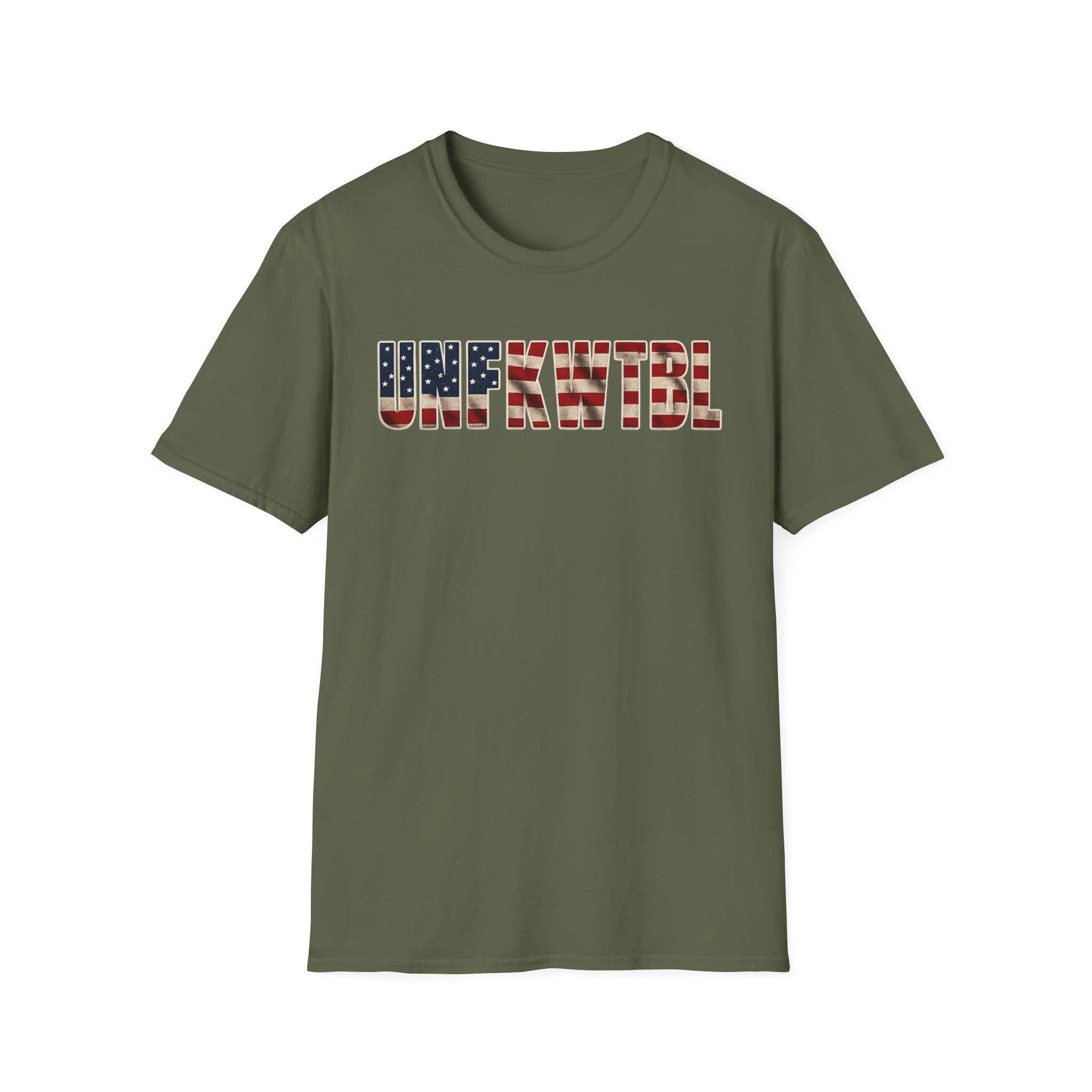 Unfkwtbl Graphic Tee — Bold American Flag Lettering T-Shirt