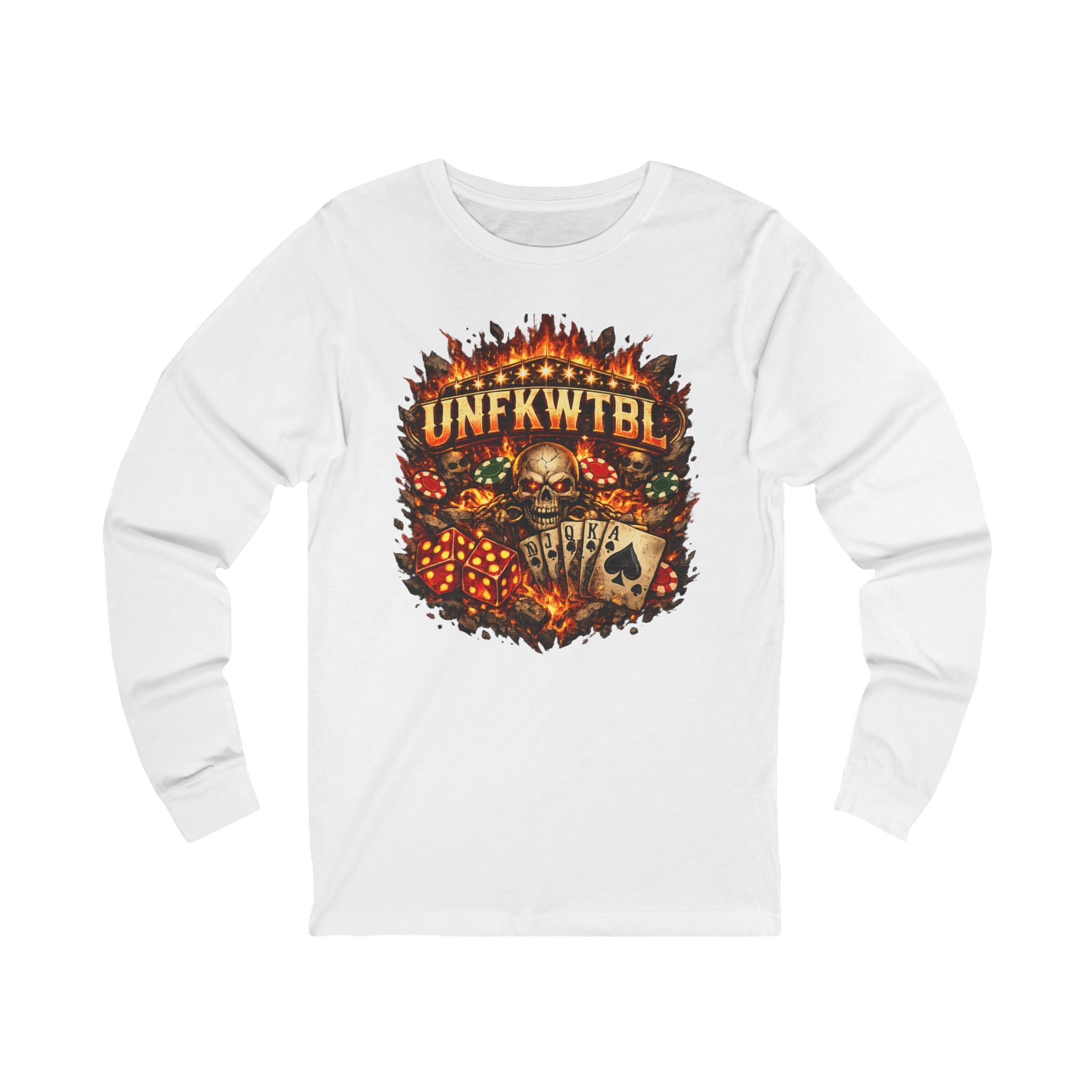 Skull Poker Flames Long Sleeve Tee – UNFKWTBL Graphic